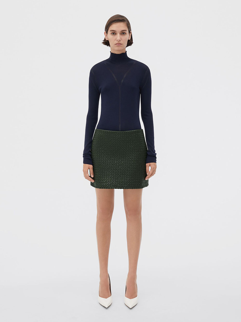 INTRECCIATO LEATHER MINI SKIRT