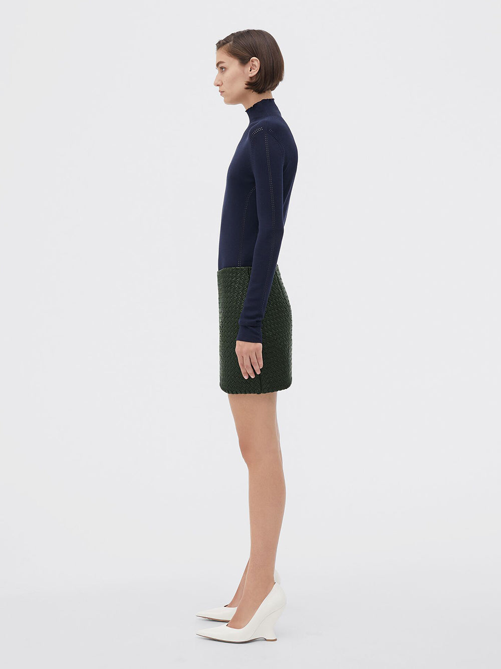 INTRECCIATO LEATHER MINI SKIRT