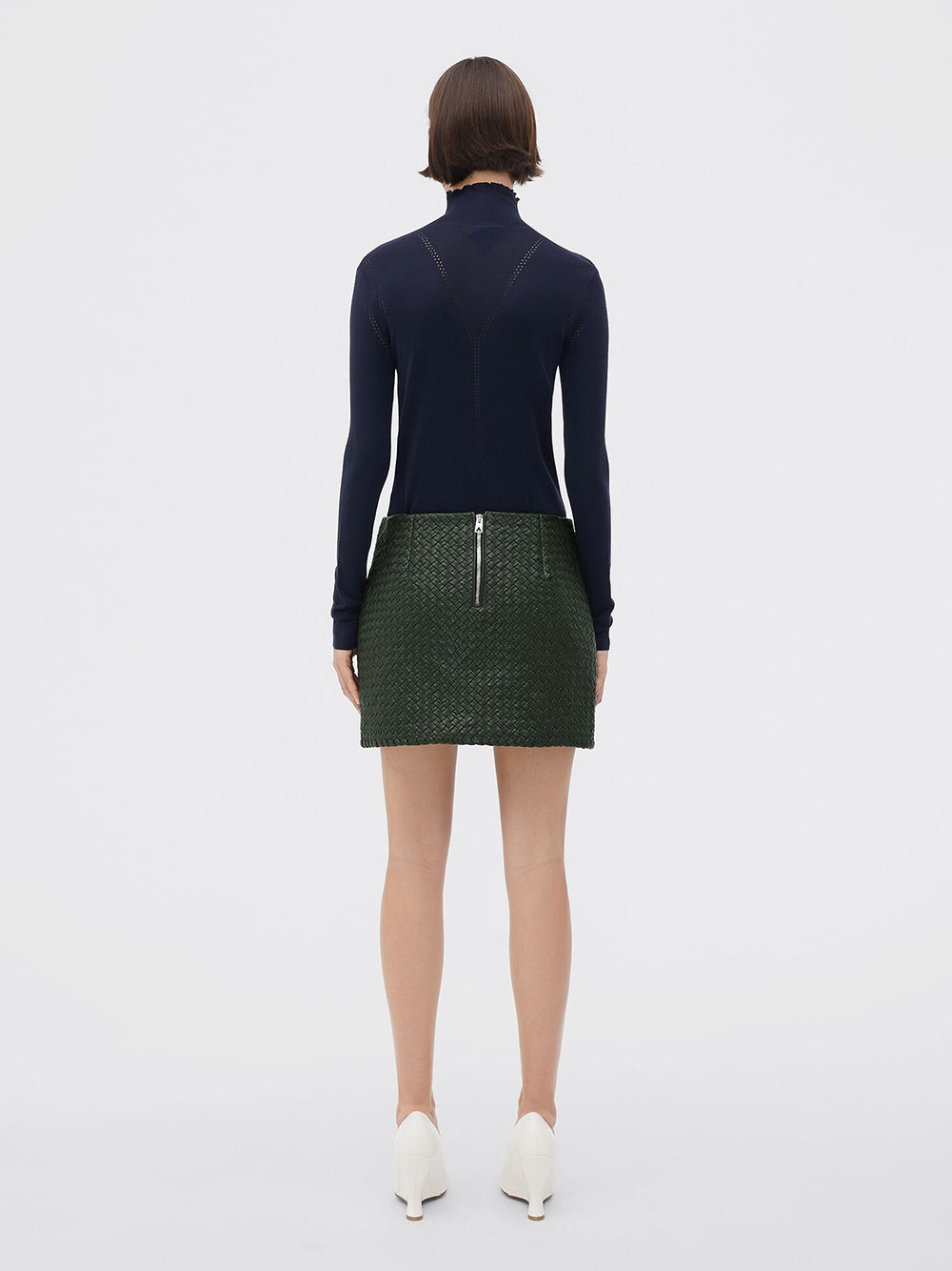 INTRECCIATO LEATHER MINI SKIRT