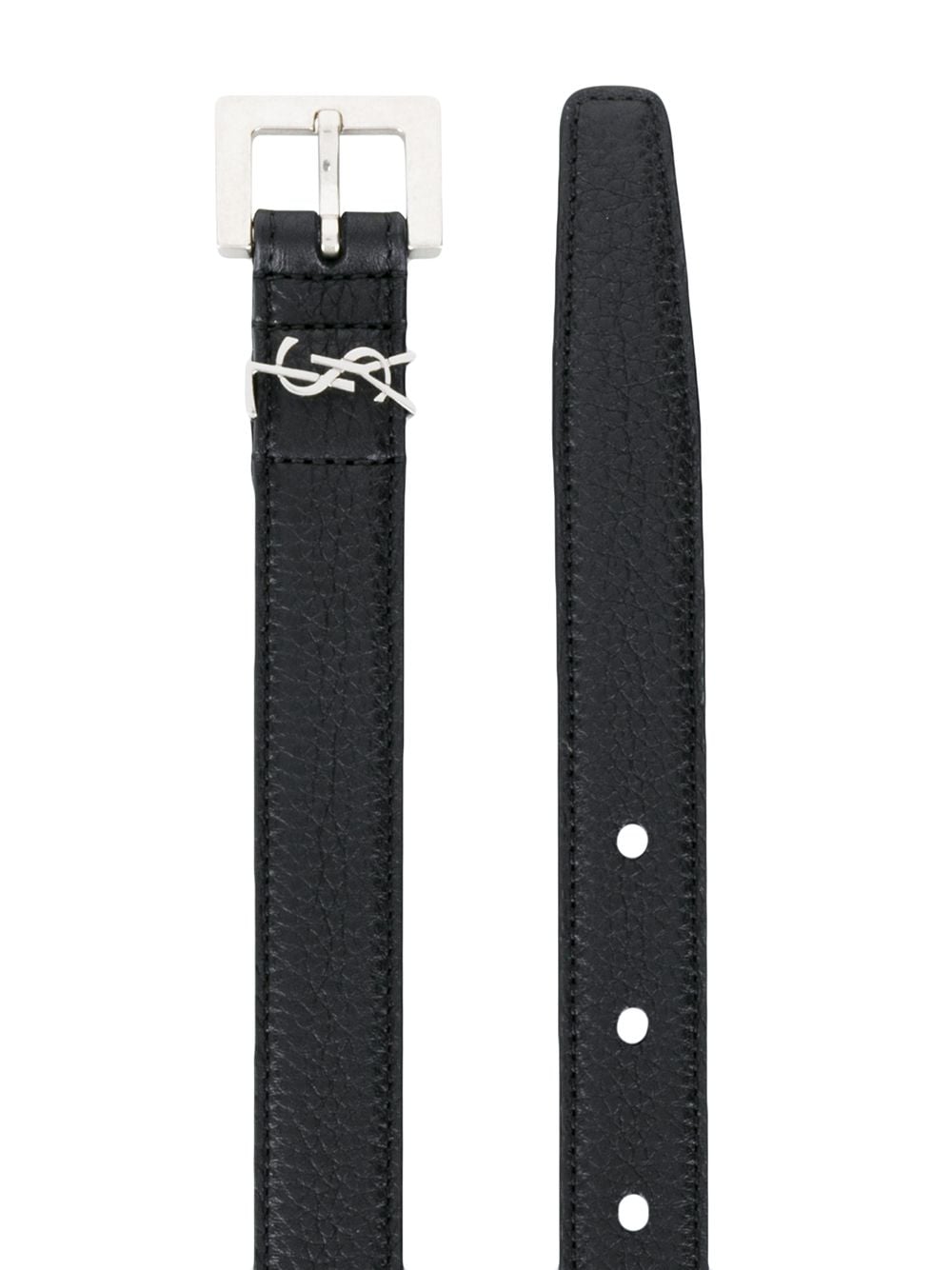 GRAINED LEATHER CASSANDRE THIN BELT WITH SQUARE BUCKLE