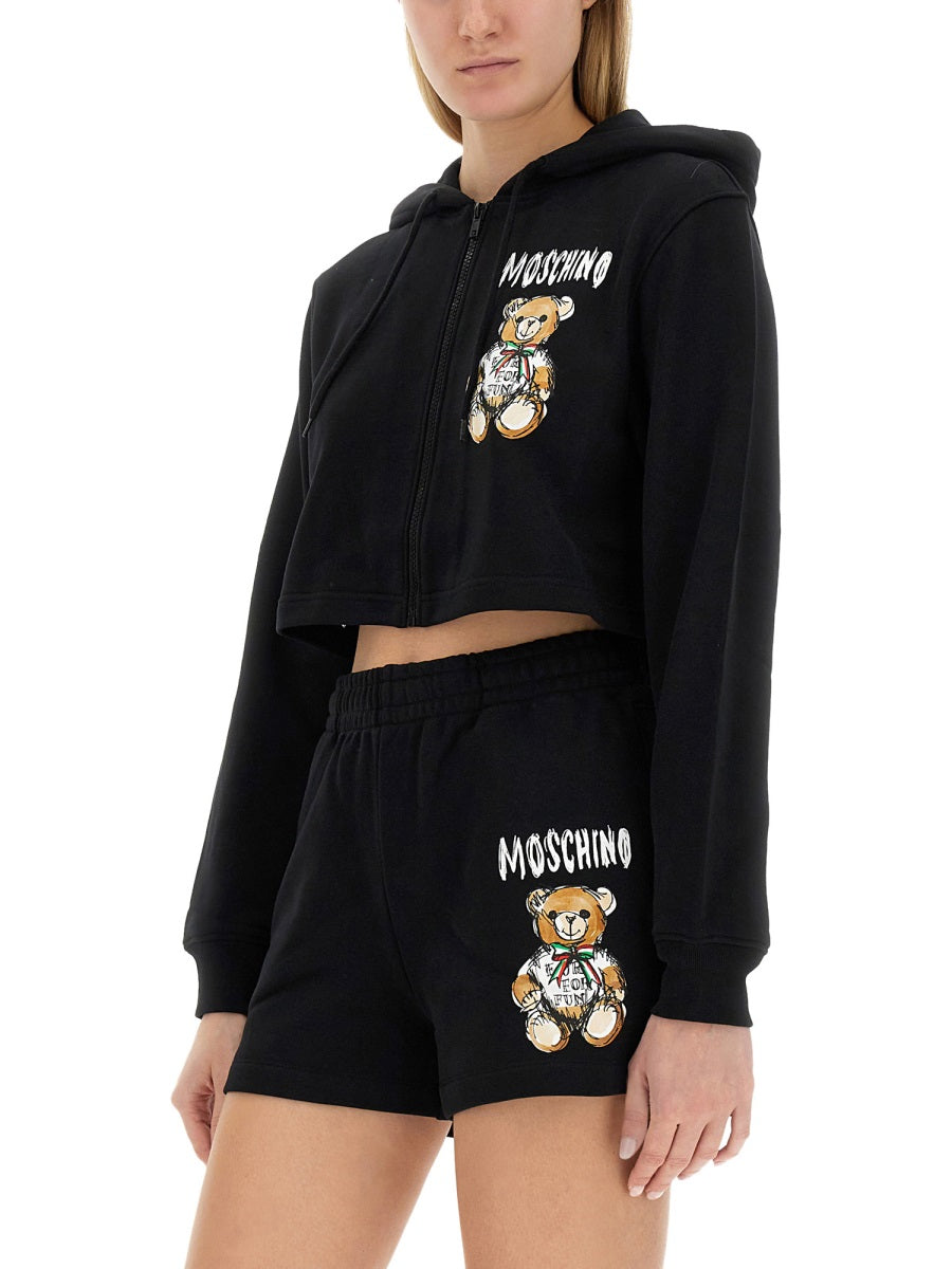 CROPPED SWEATSHIRT WITH TEDDY BEAR LOGO
