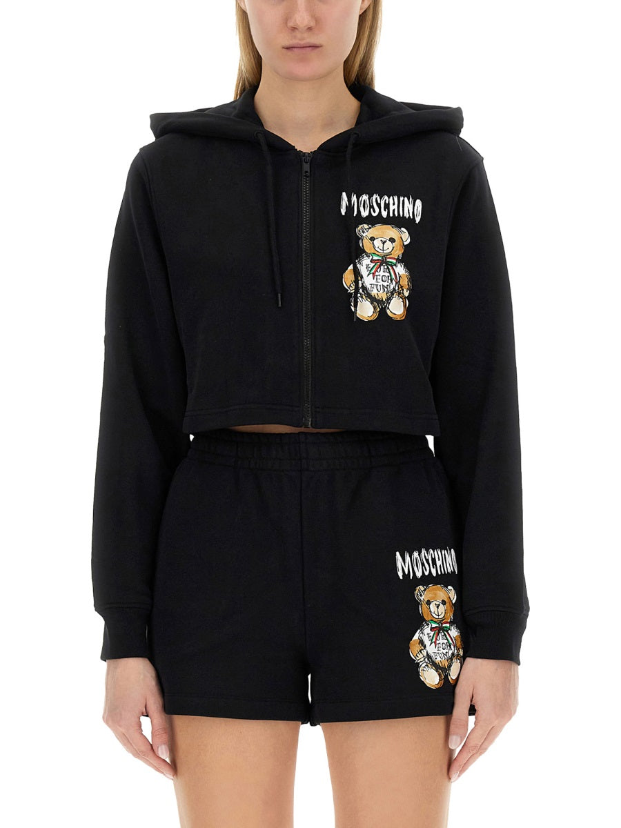 CROPPED SWEATSHIRT WITH TEDDY BEAR LOGO
