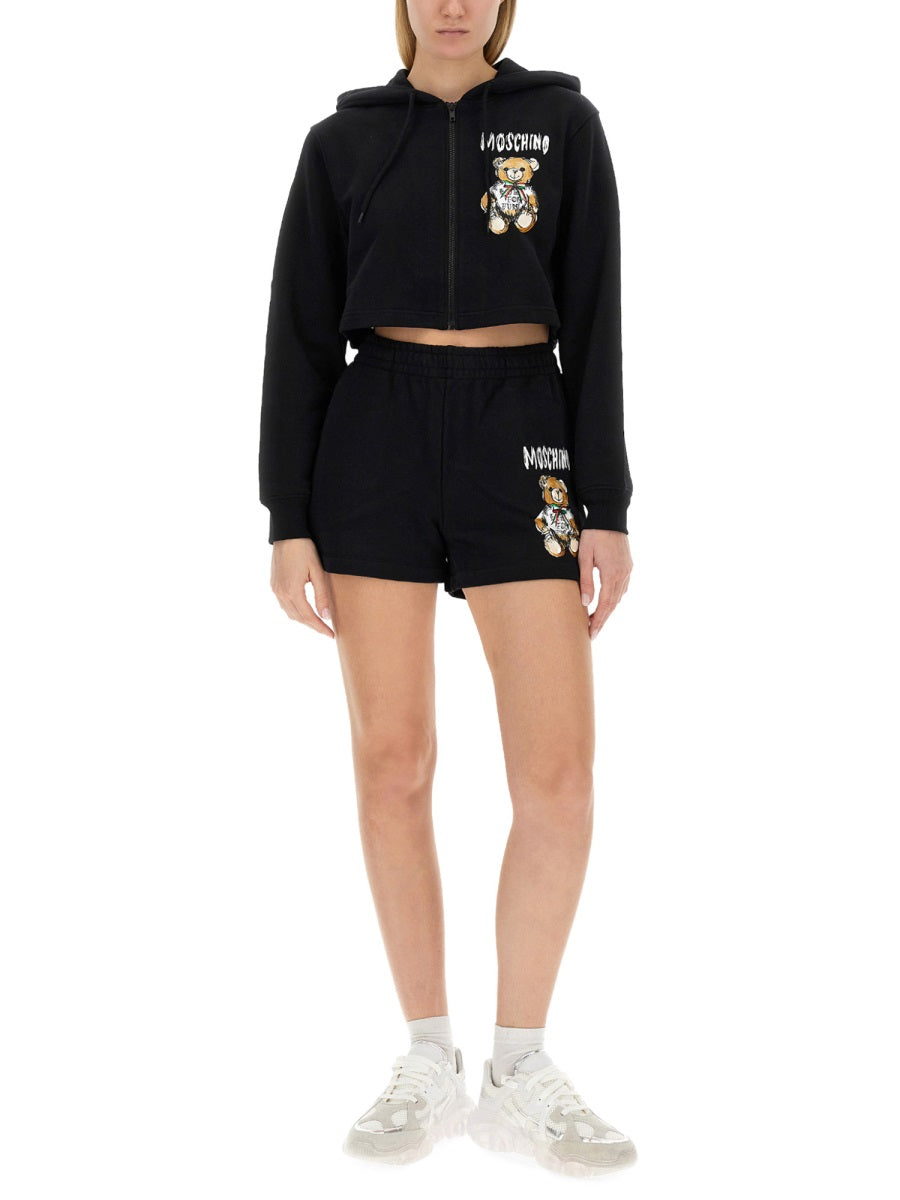 CROPPED SWEATSHIRT WITH TEDDY BEAR LOGO