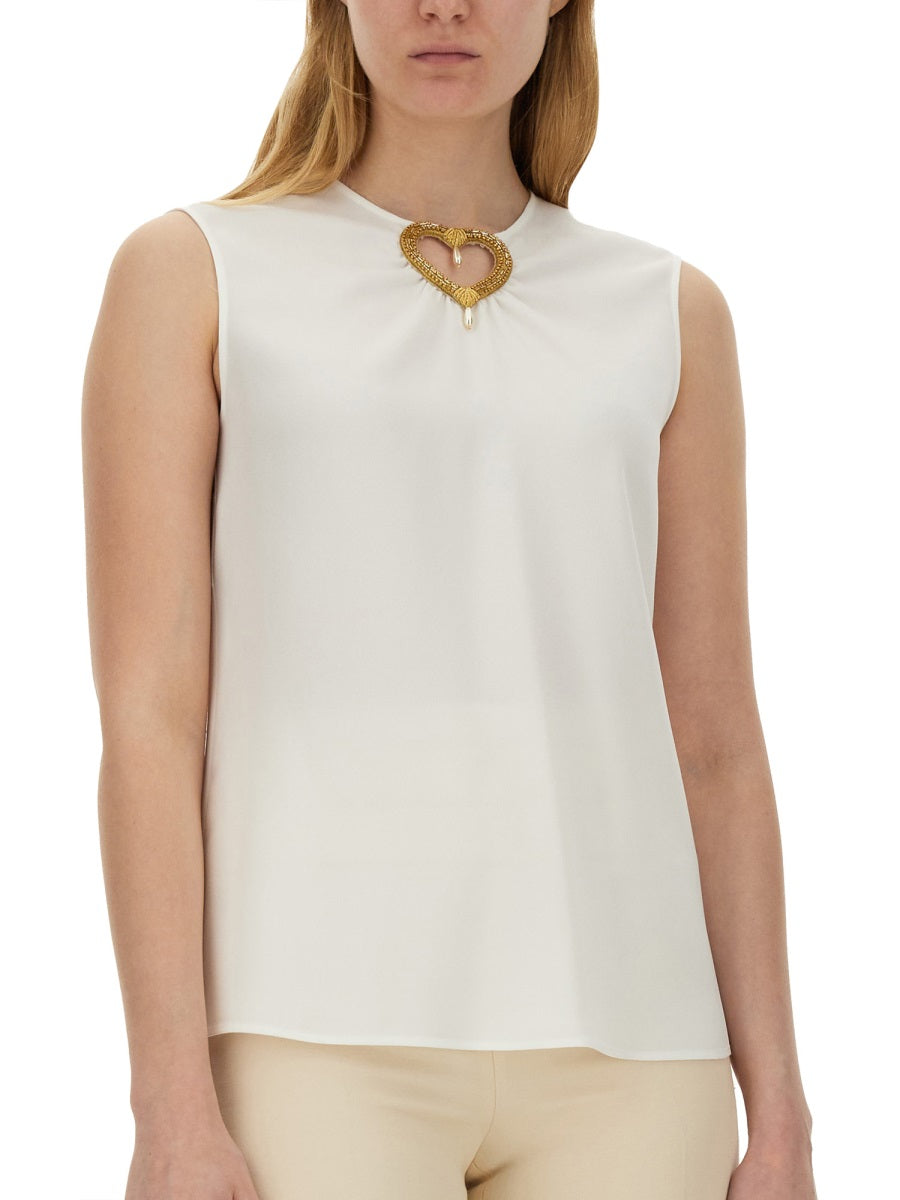BLOUSE WITH HEART APPLIQUE