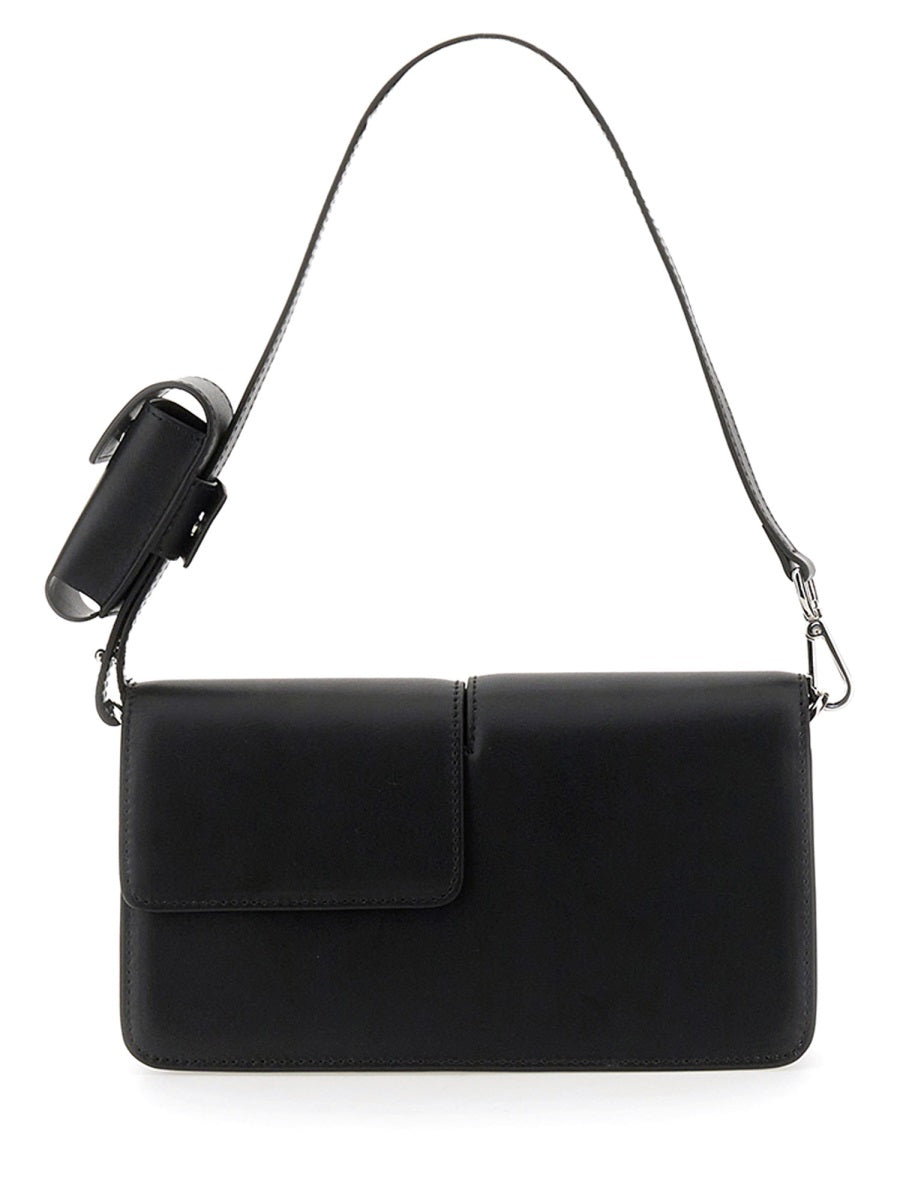 BAGUETTE BAG WITH DOUBLE FLAP AND LOGO