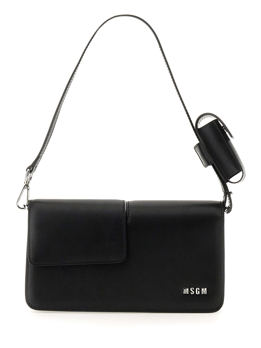 BAGUETTE BAG WITH DOUBLE FLAP AND LOGO