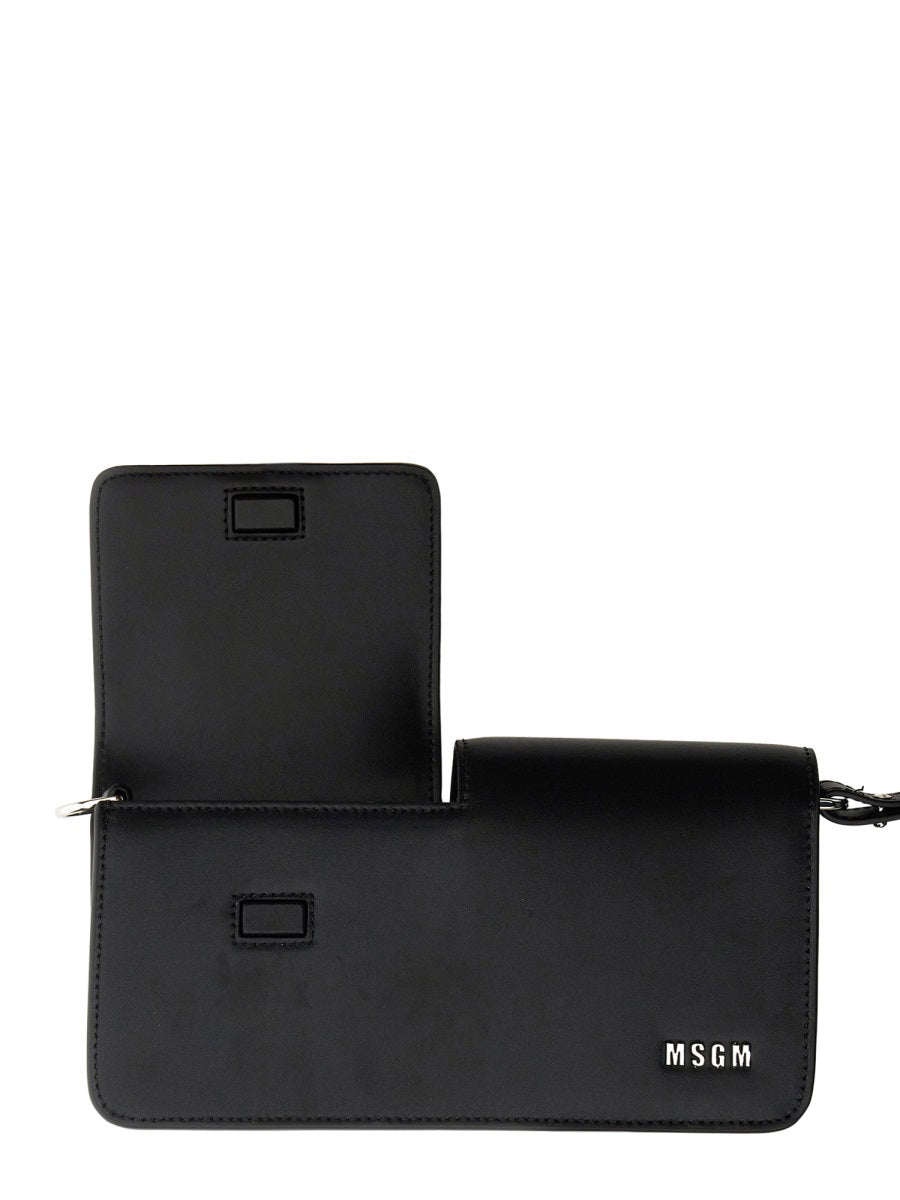 BAGUETTE BAG WITH DOUBLE FLAP AND LOGO