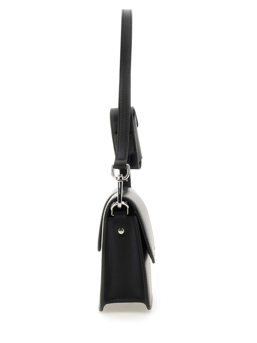 BAGUETTE BAG WITH DOUBLE FLAP AND LOGO
