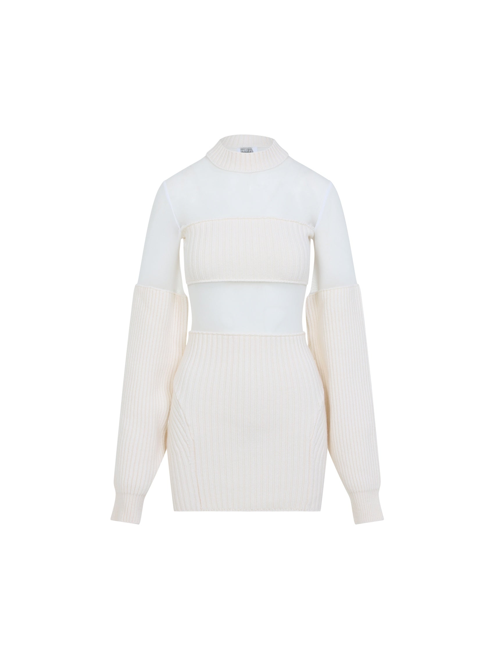 Wool Short Dress With Mesh Details