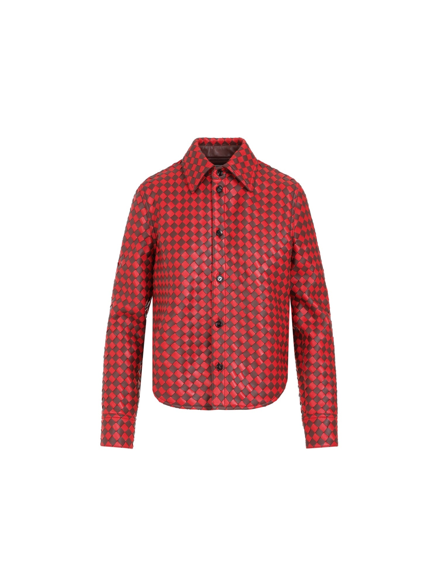 Bicolor Intrecciato Leather Shirt