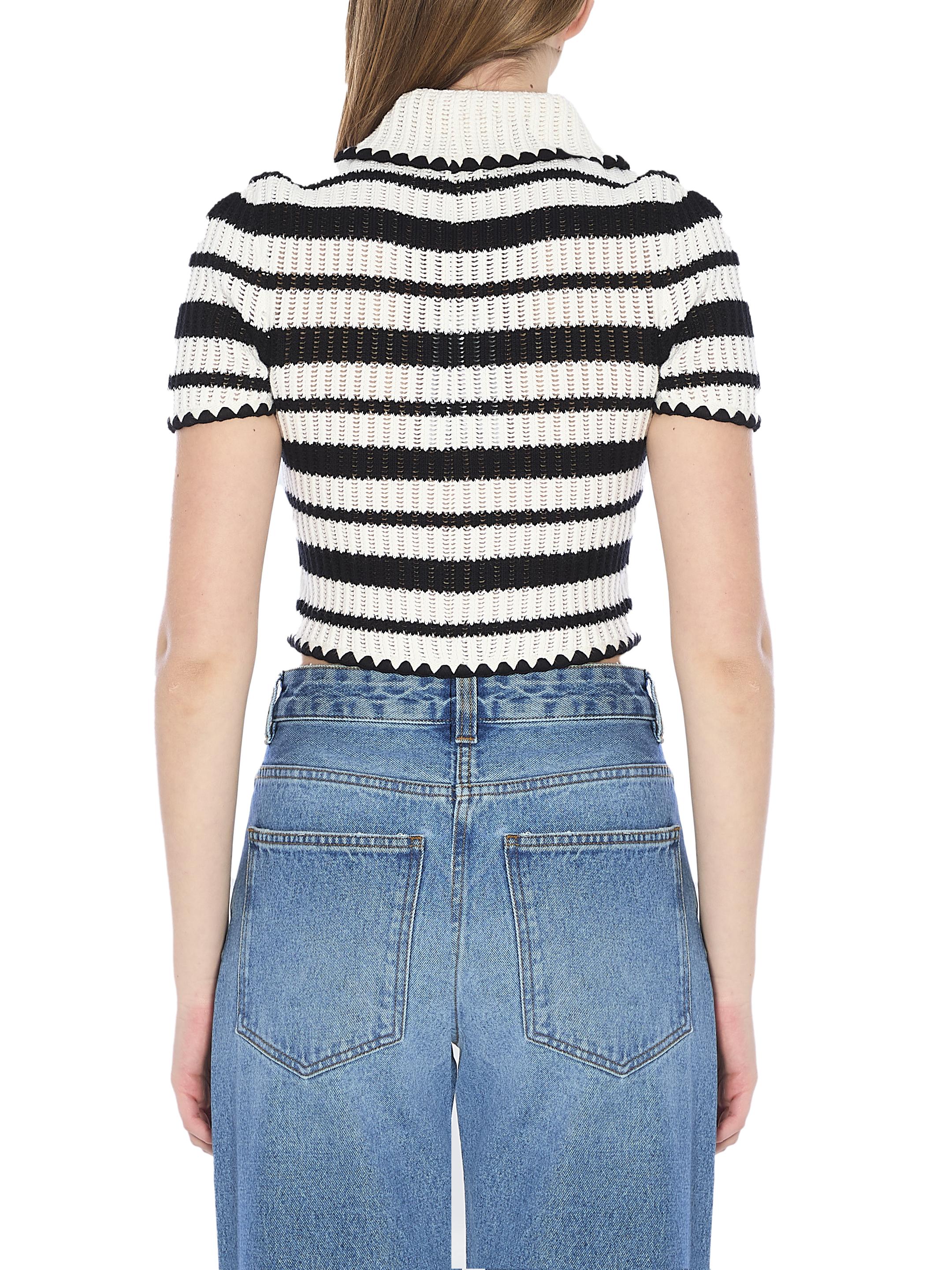 Black and white striped crochet top