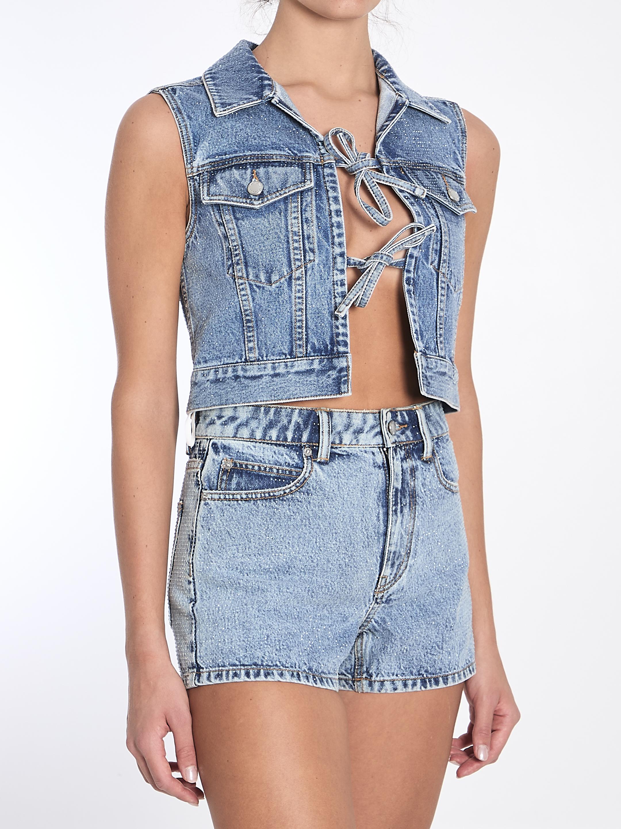 Cropped vest with bows and crystals
