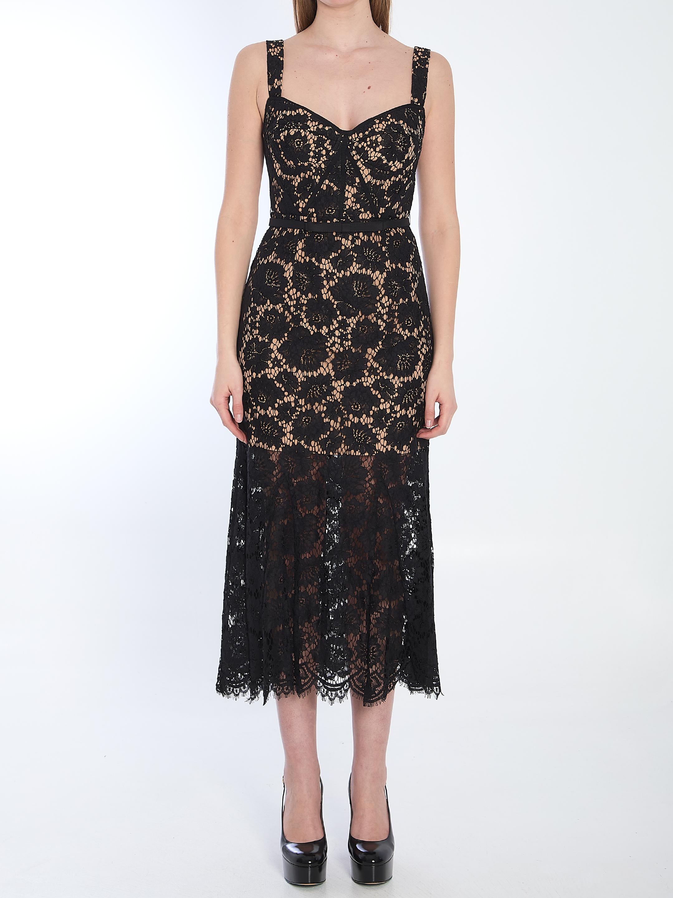 Black lace midi dress