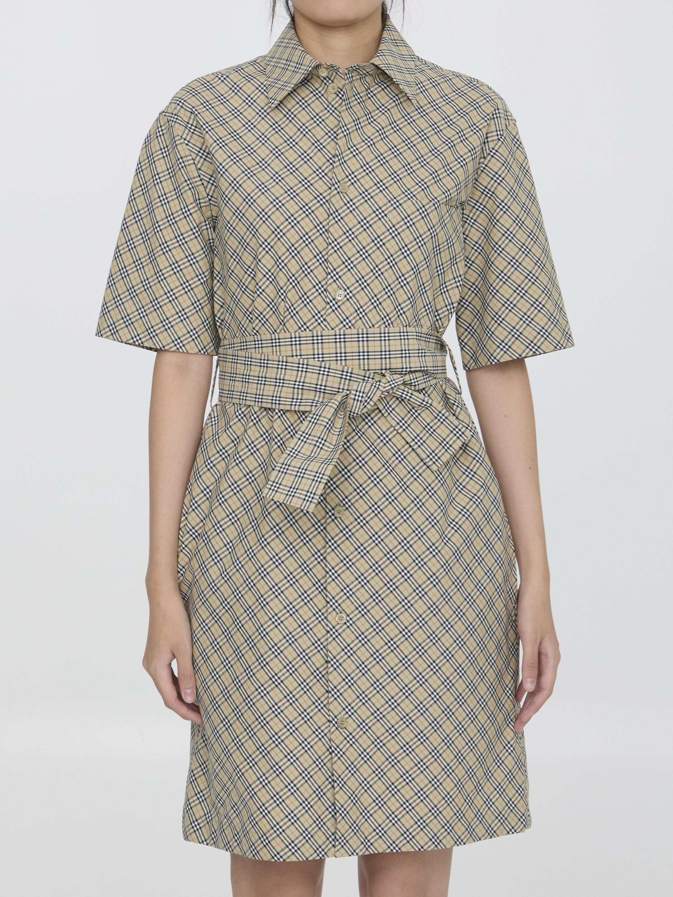 Check cotton shirt dress