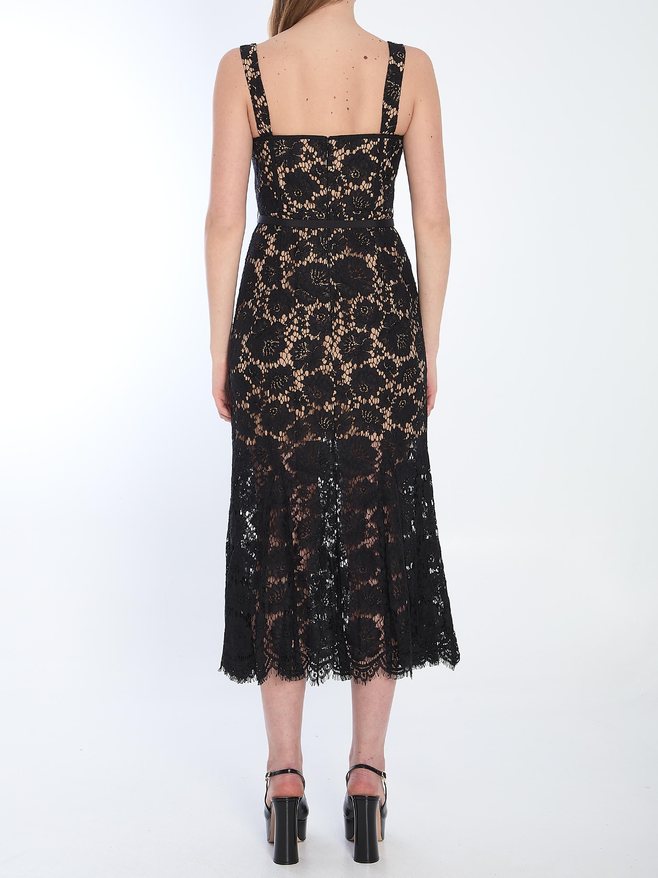 Black lace midi dress