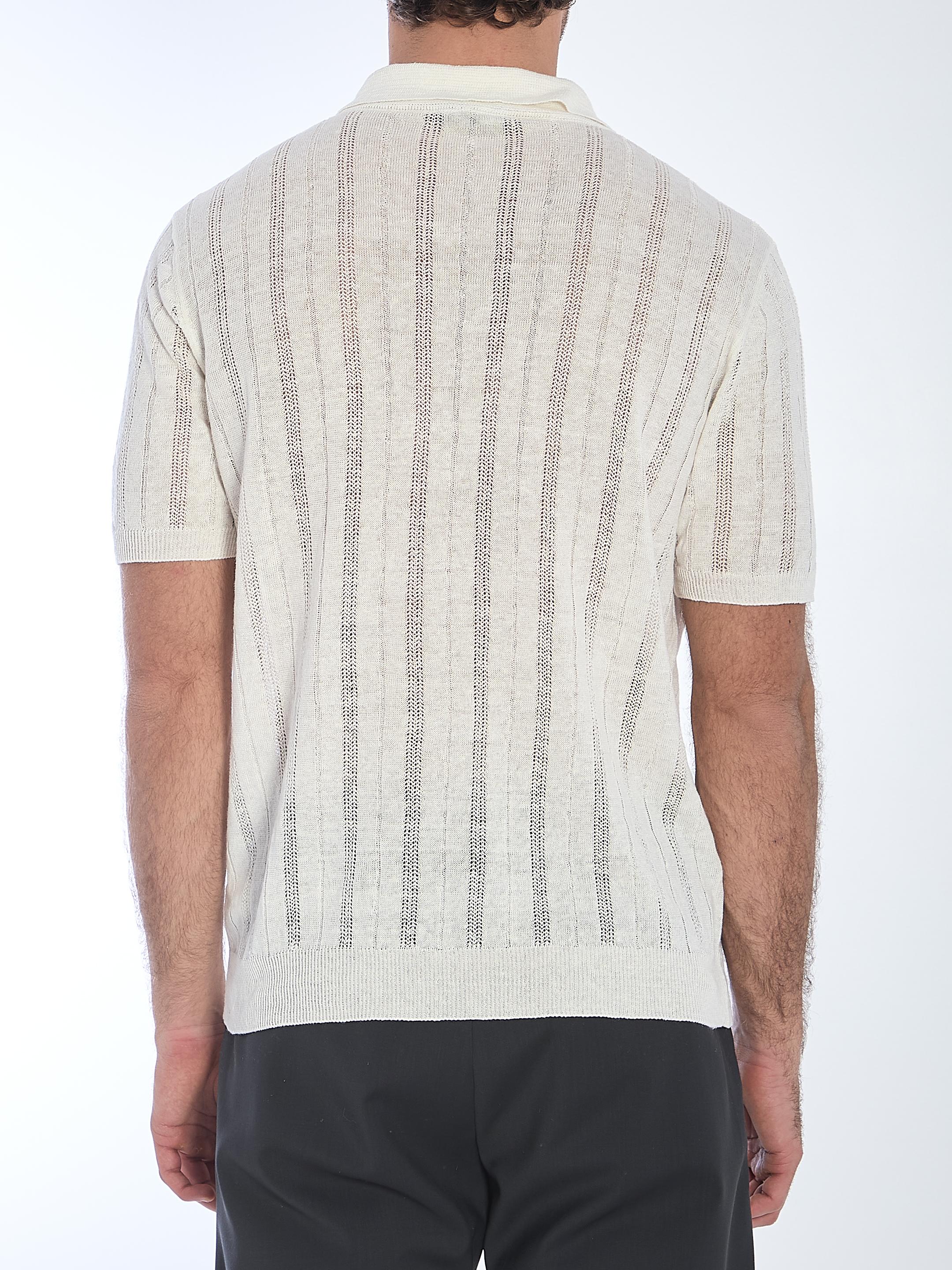 Openwork knit polo shirt