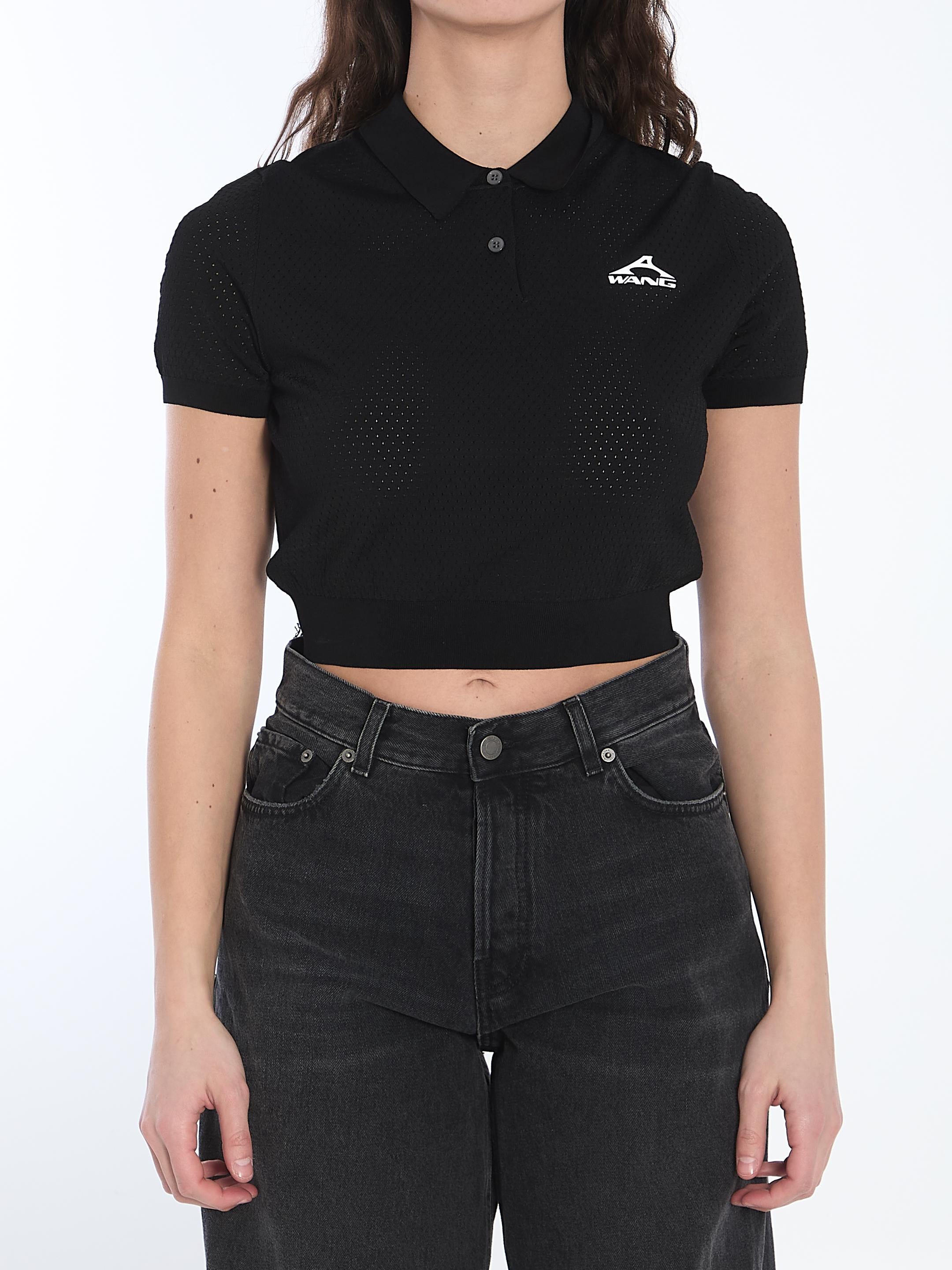 Cropped polo shirt with 3D logo