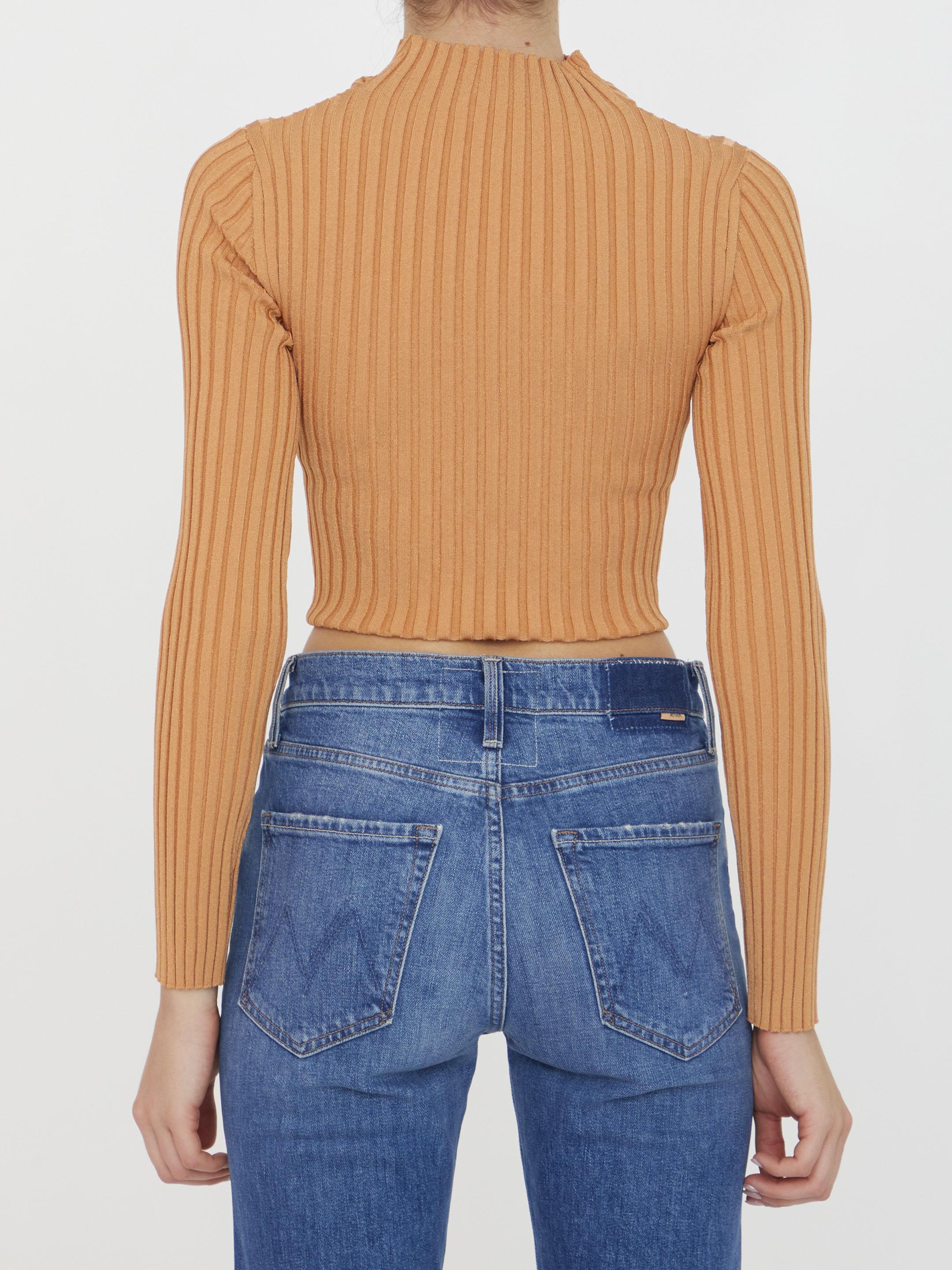 Cropped ribbed jumper
