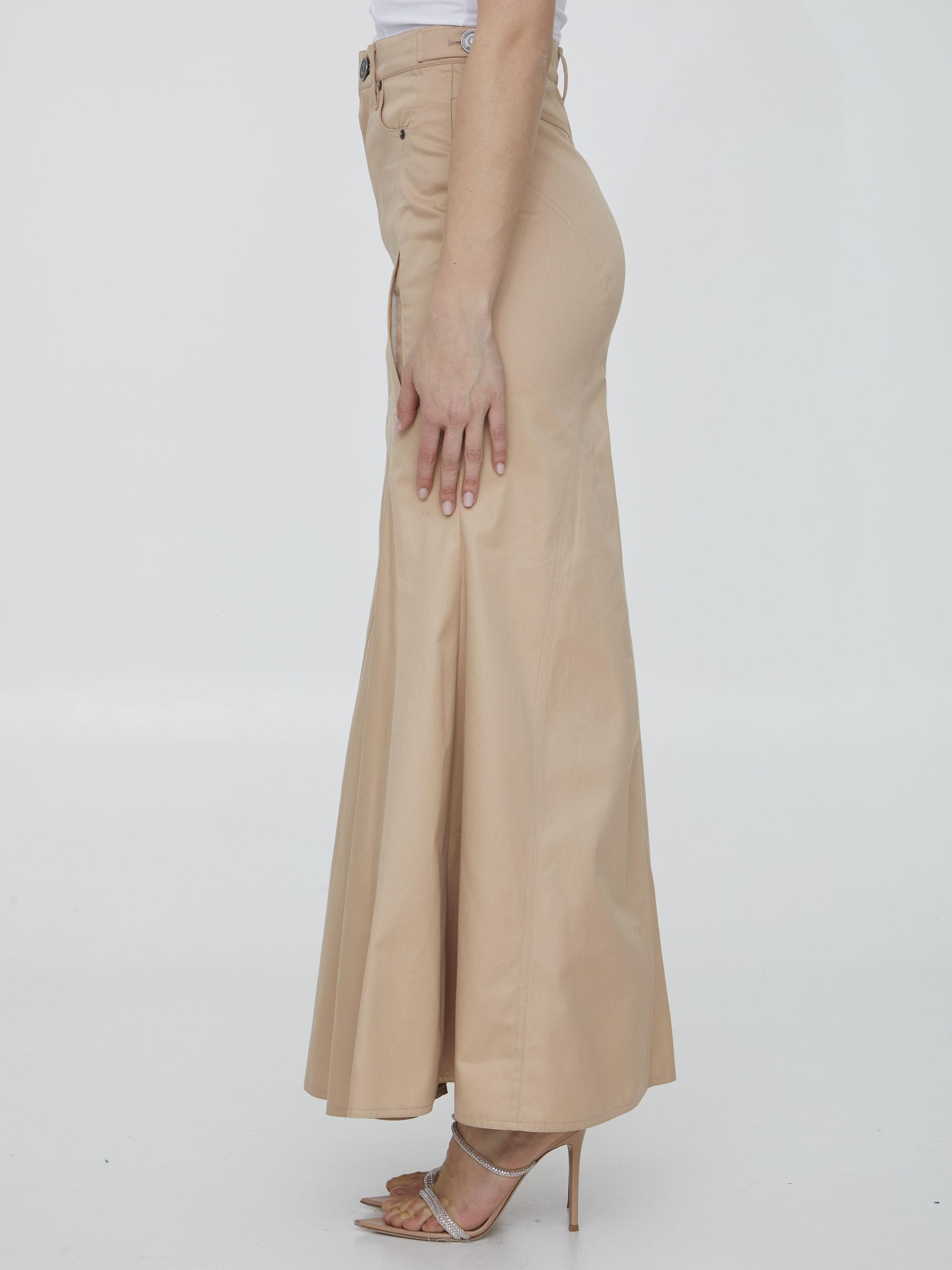 Cotton gabardine long skirt