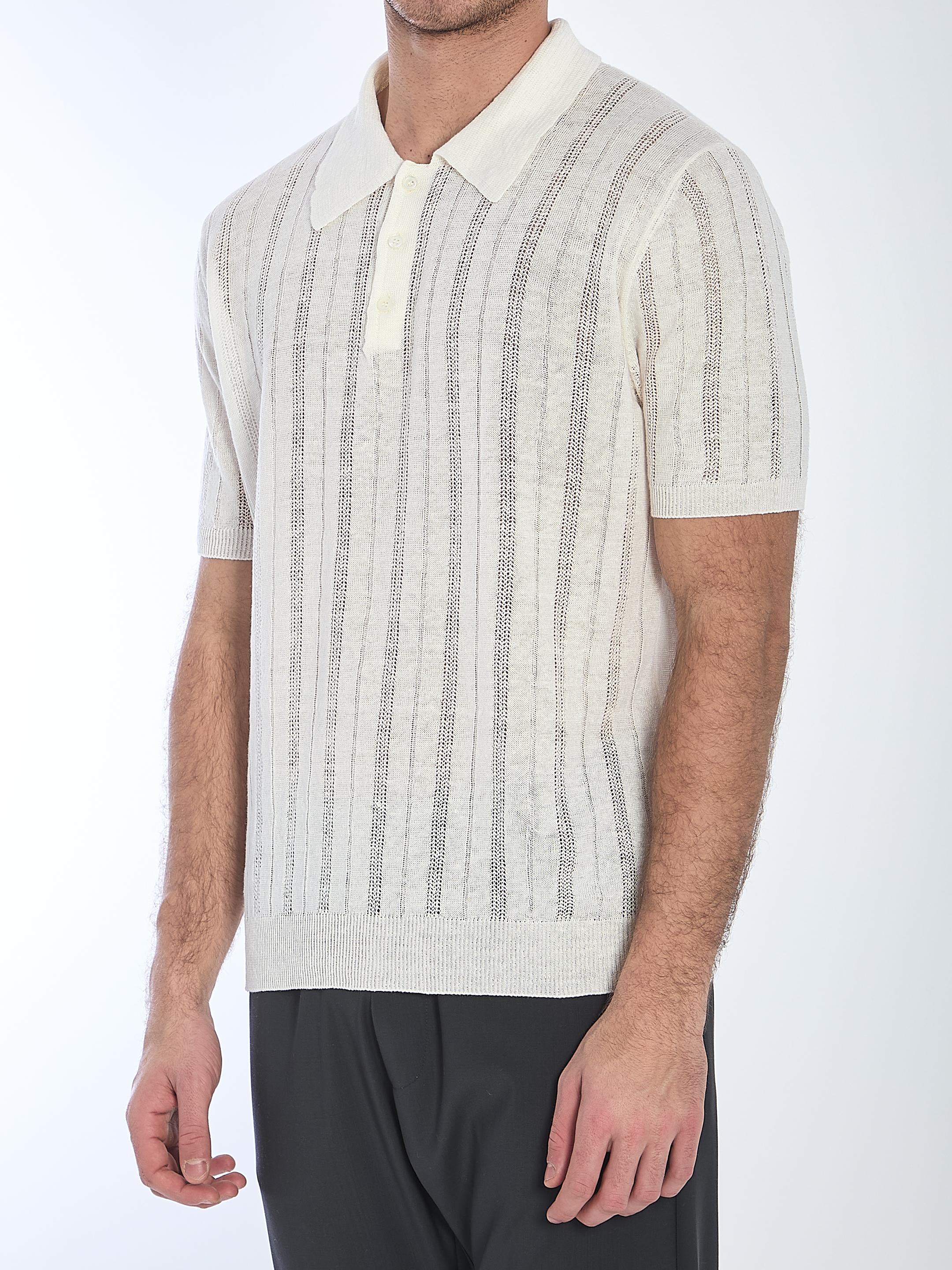 Openwork knit polo shirt