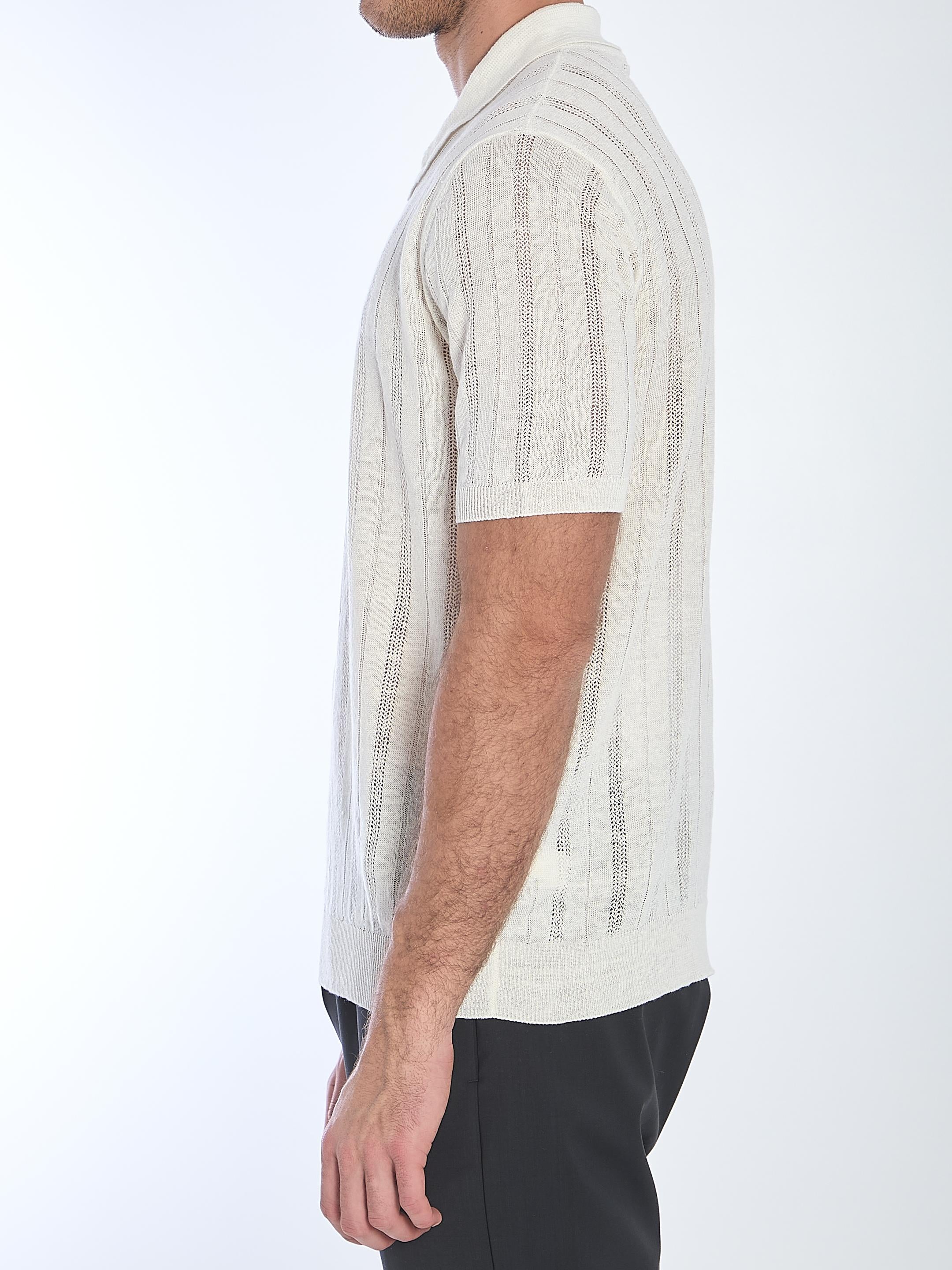 Openwork knit polo shirt