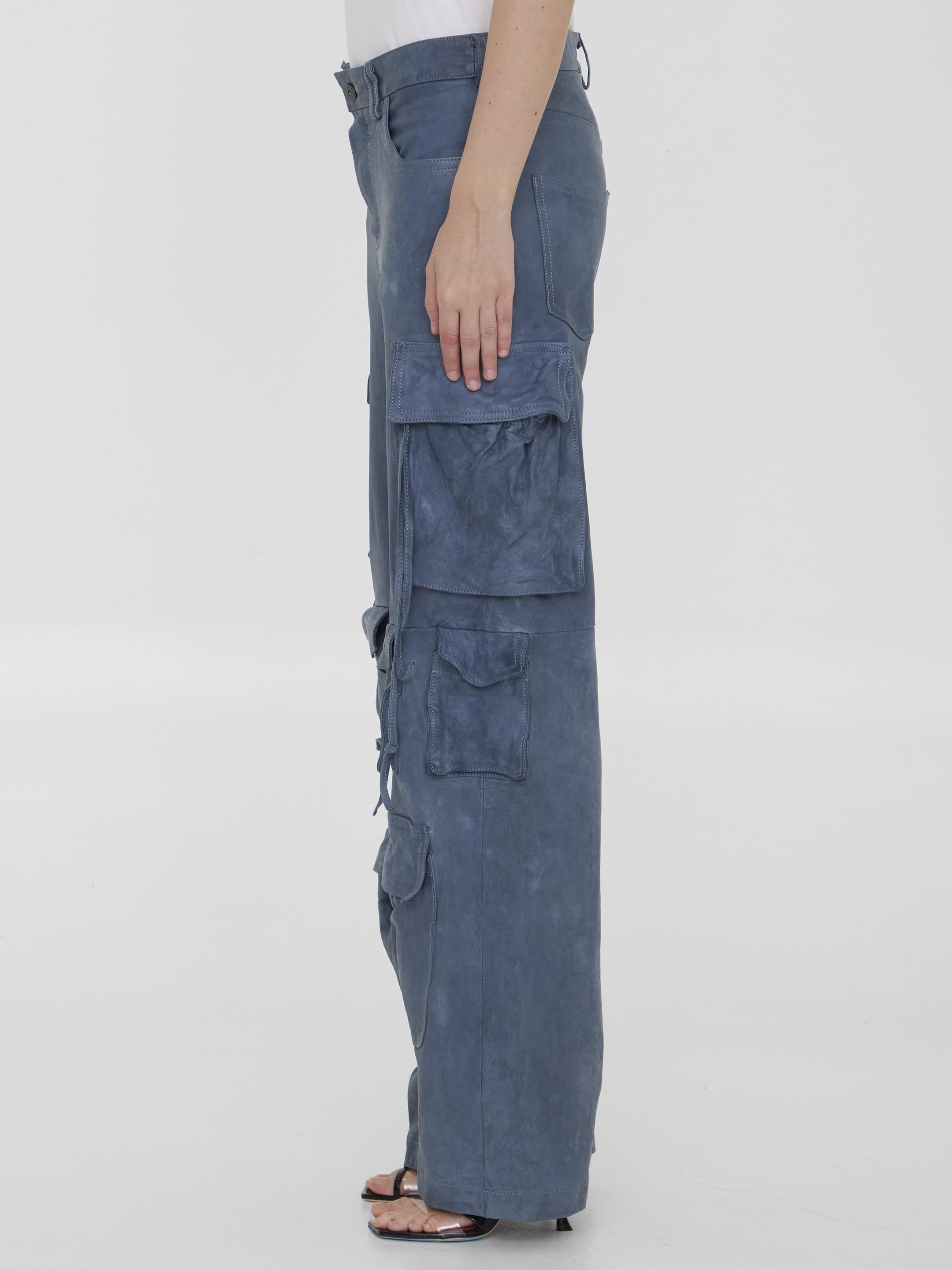 Leather cargo pants