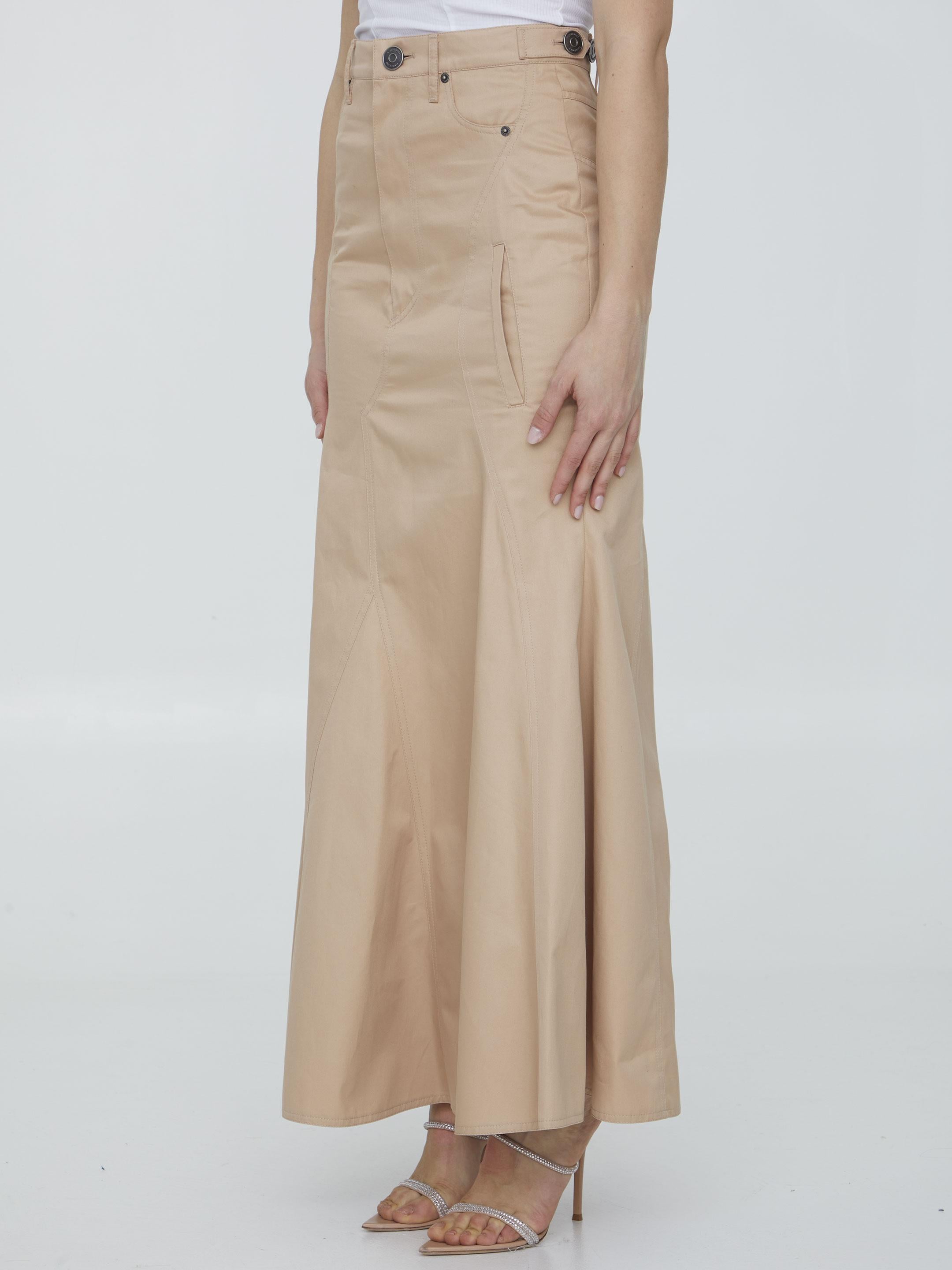 Cotton gabardine long skirt