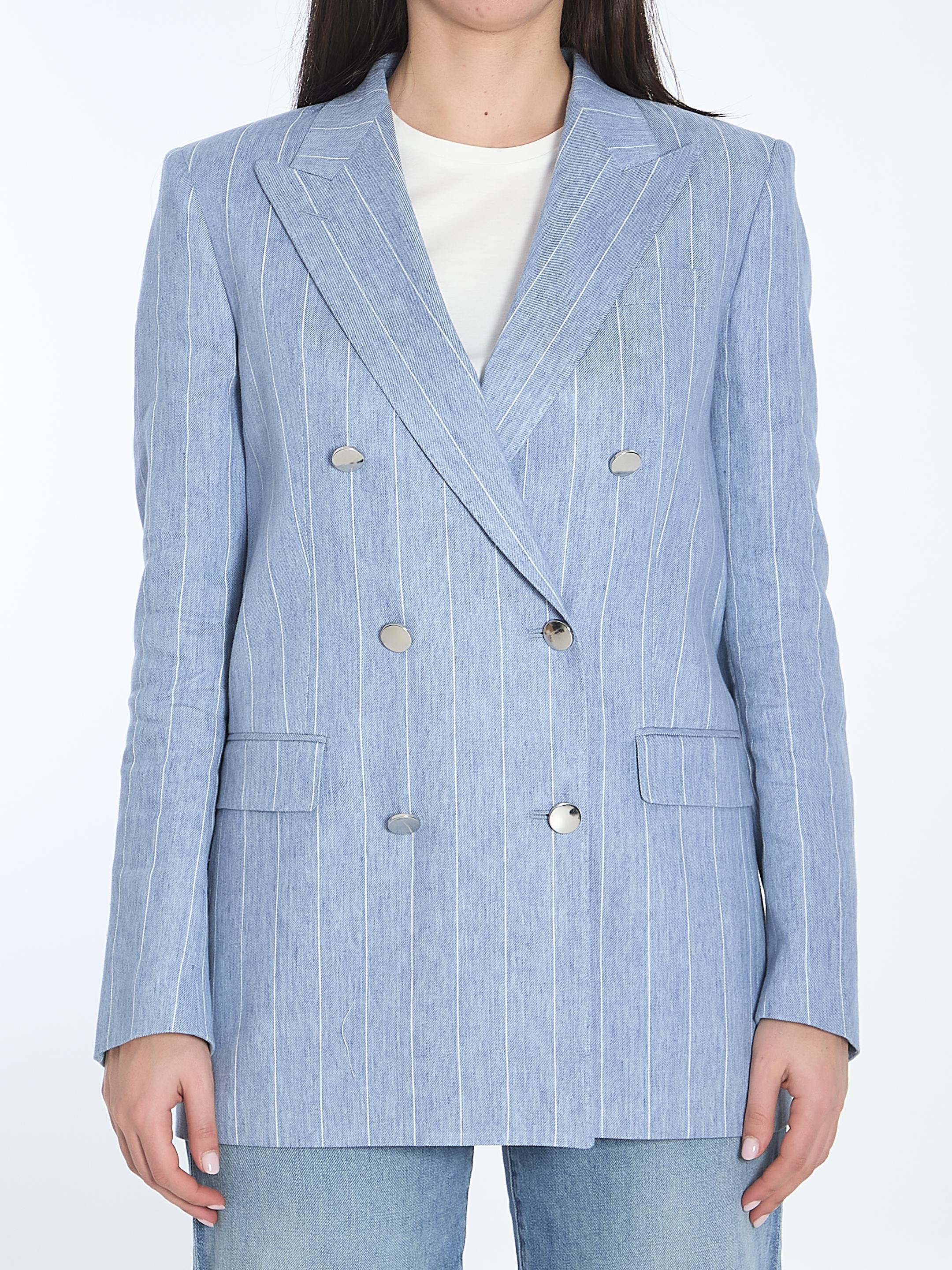 Double-breasted pinstriped blazer