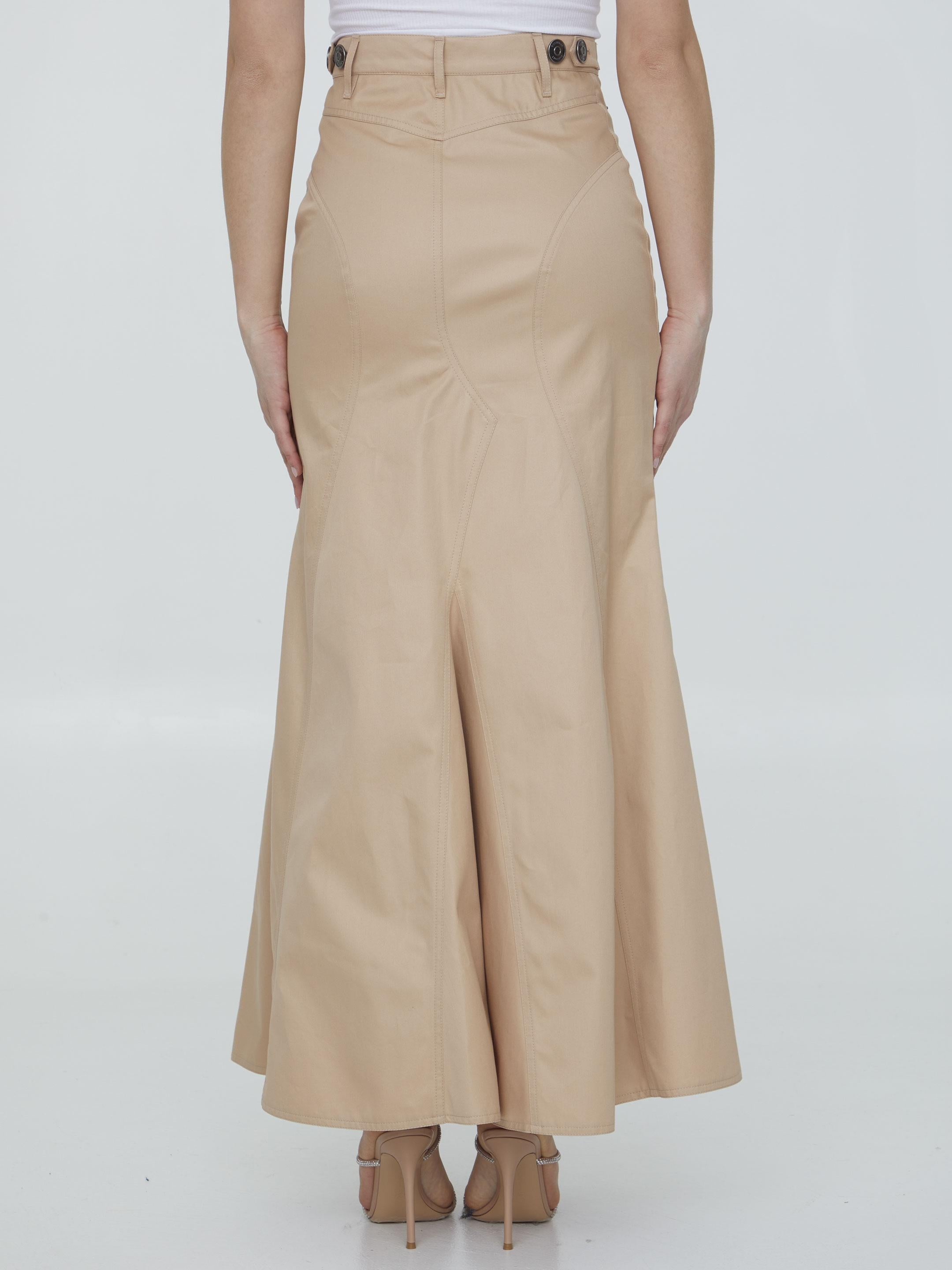 Cotton gabardine long skirt