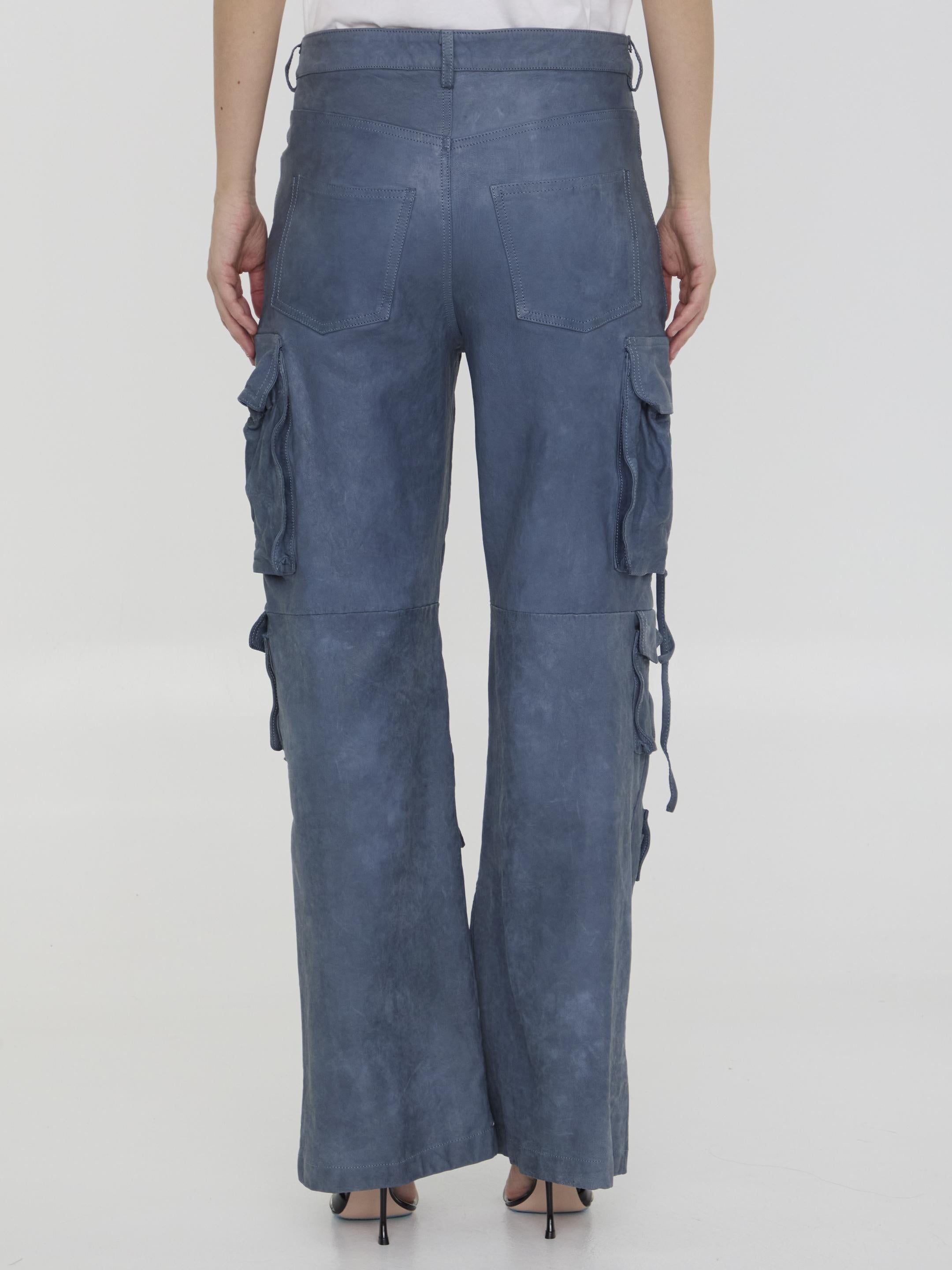 Leather cargo pants