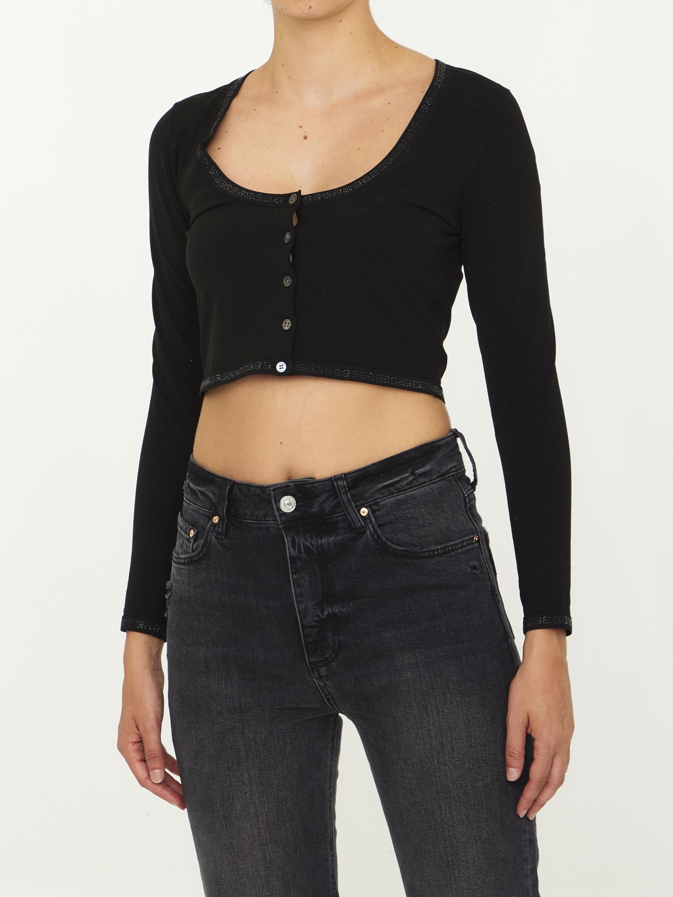 Crop cardigan with crystals