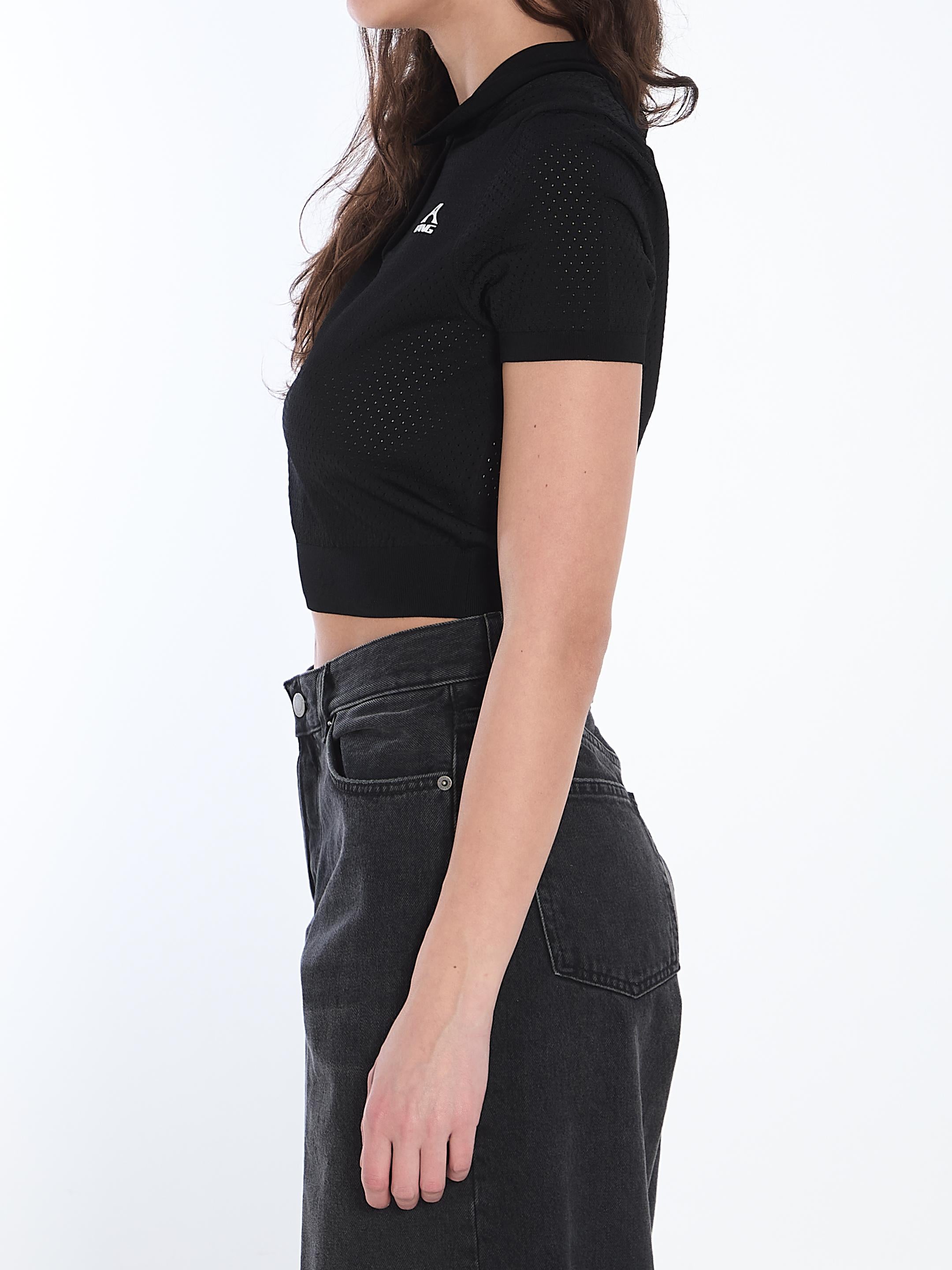 Cropped polo shirt with 3D logo