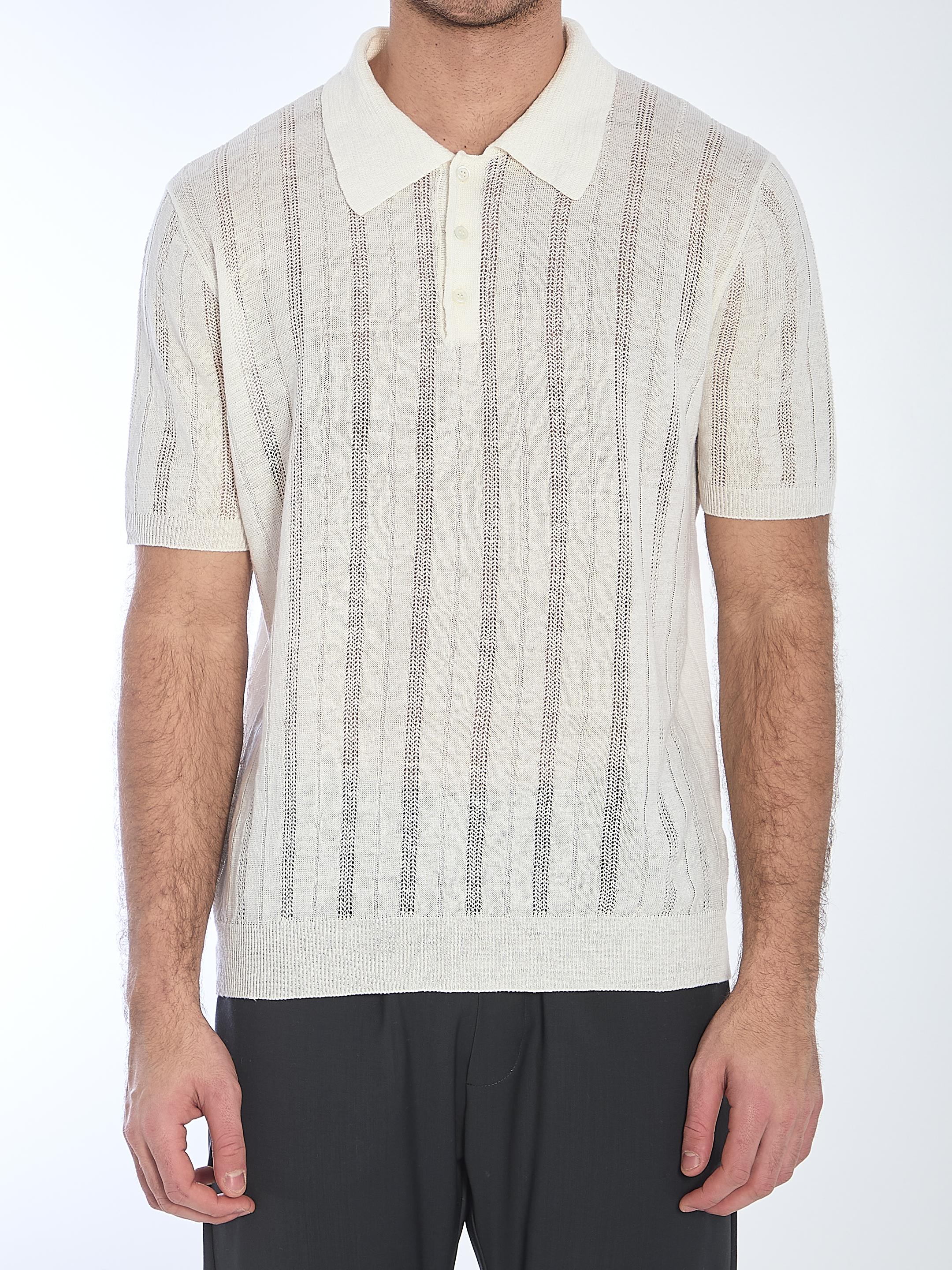 Openwork knit polo shirt