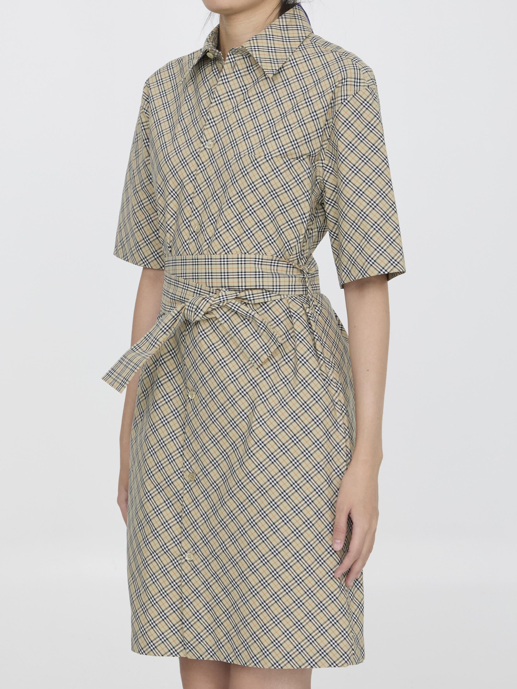 Check cotton shirt dress