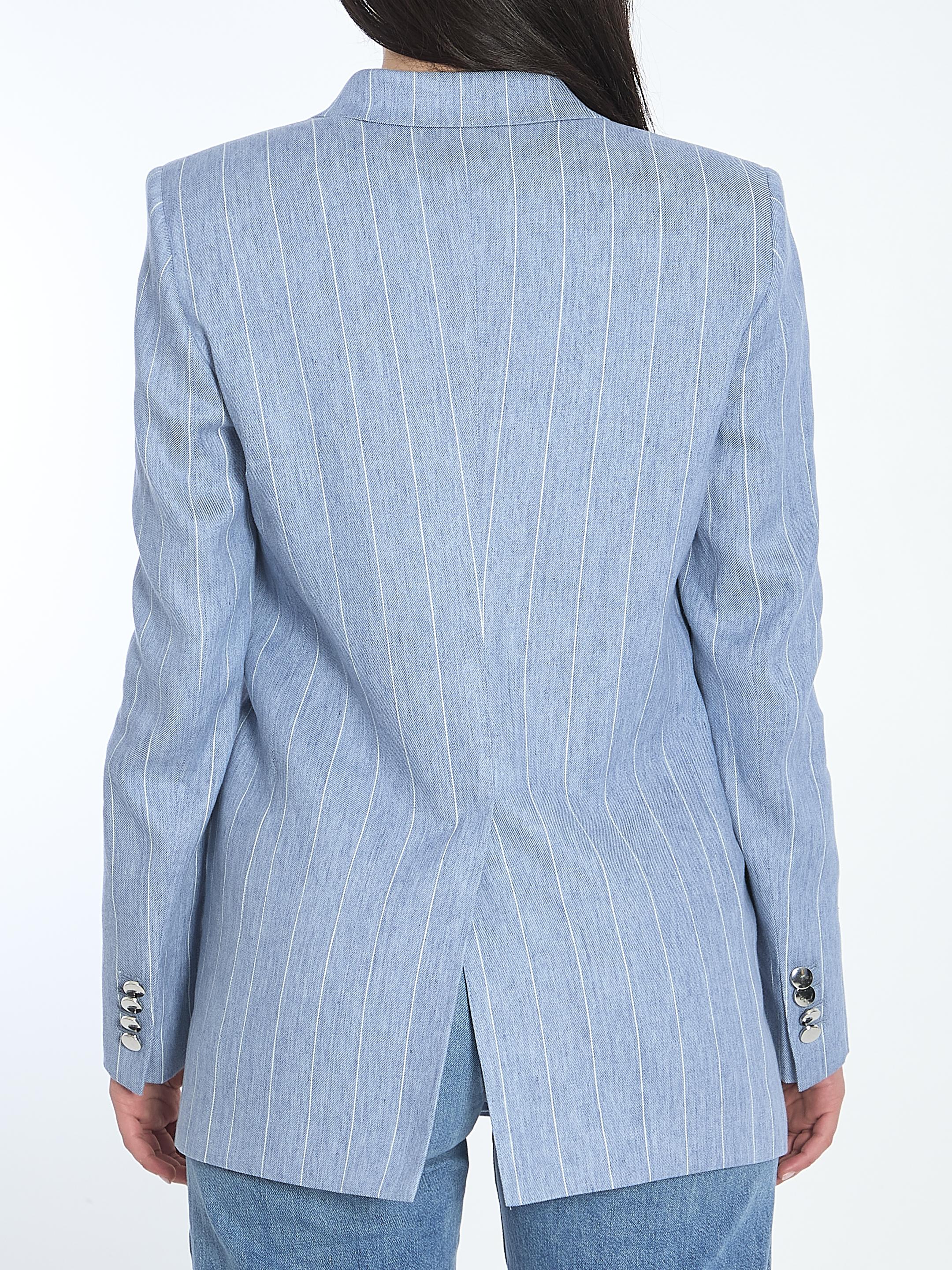 Double-breasted pinstriped blazer