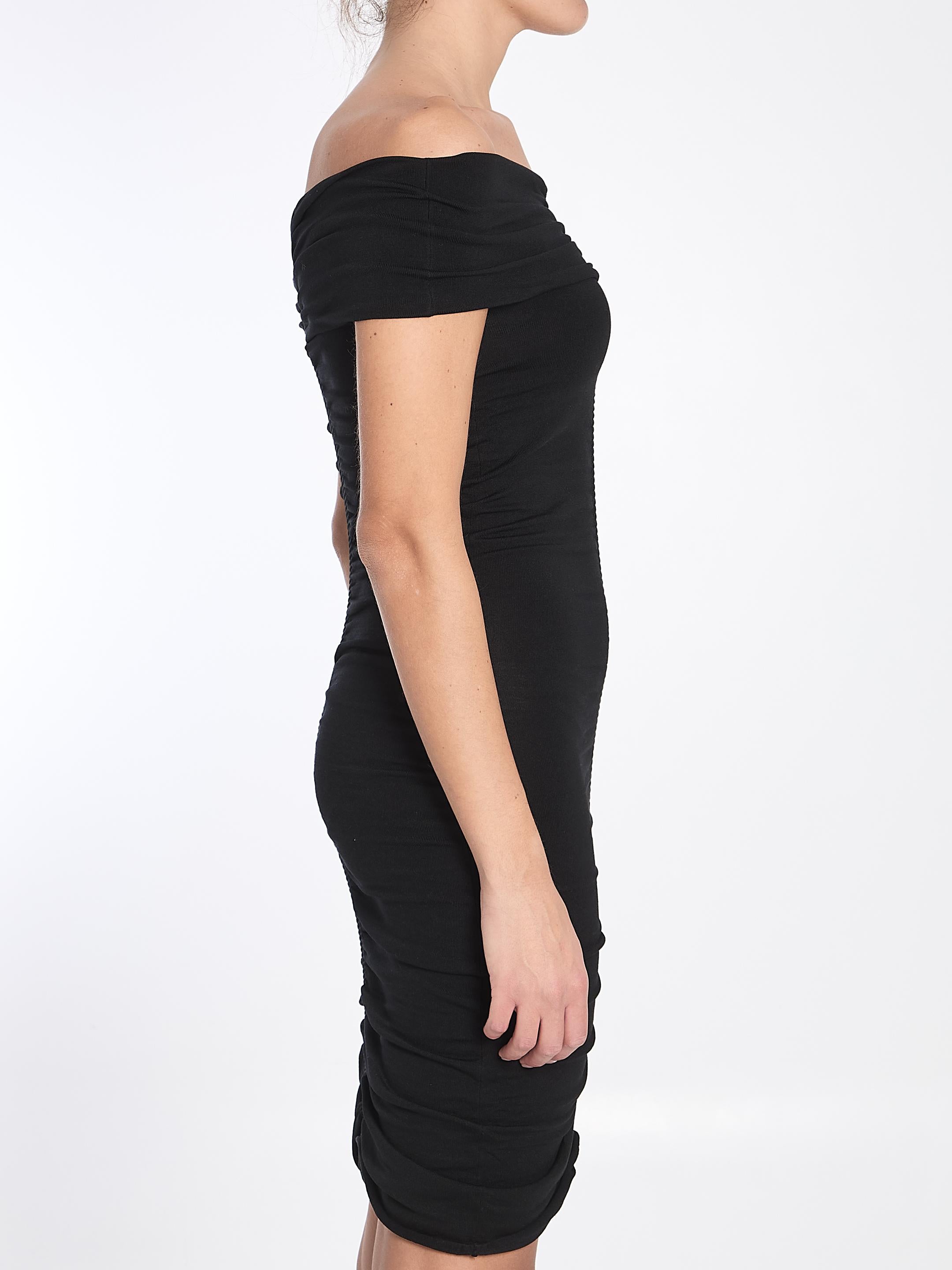 Off-the-shoulder dress with ruches