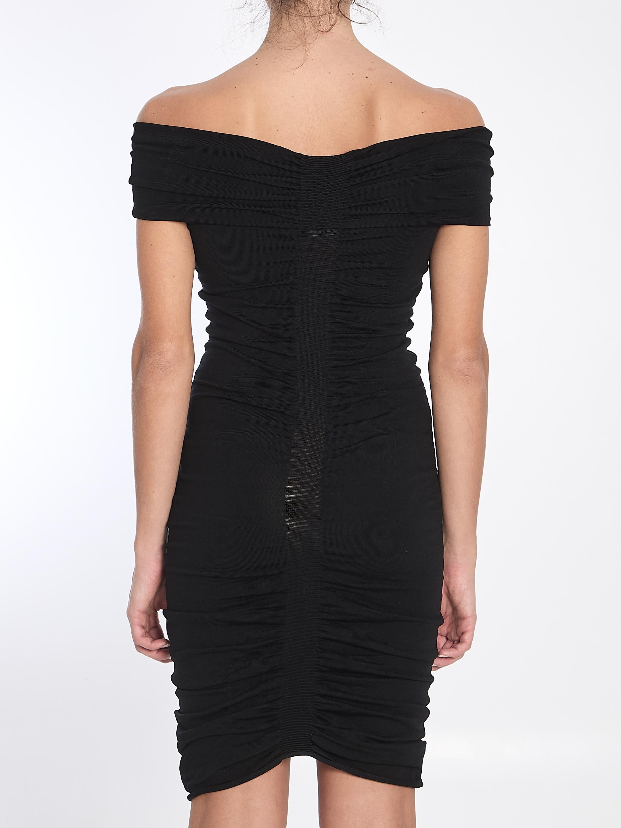 Off-the-shoulder dress with ruches