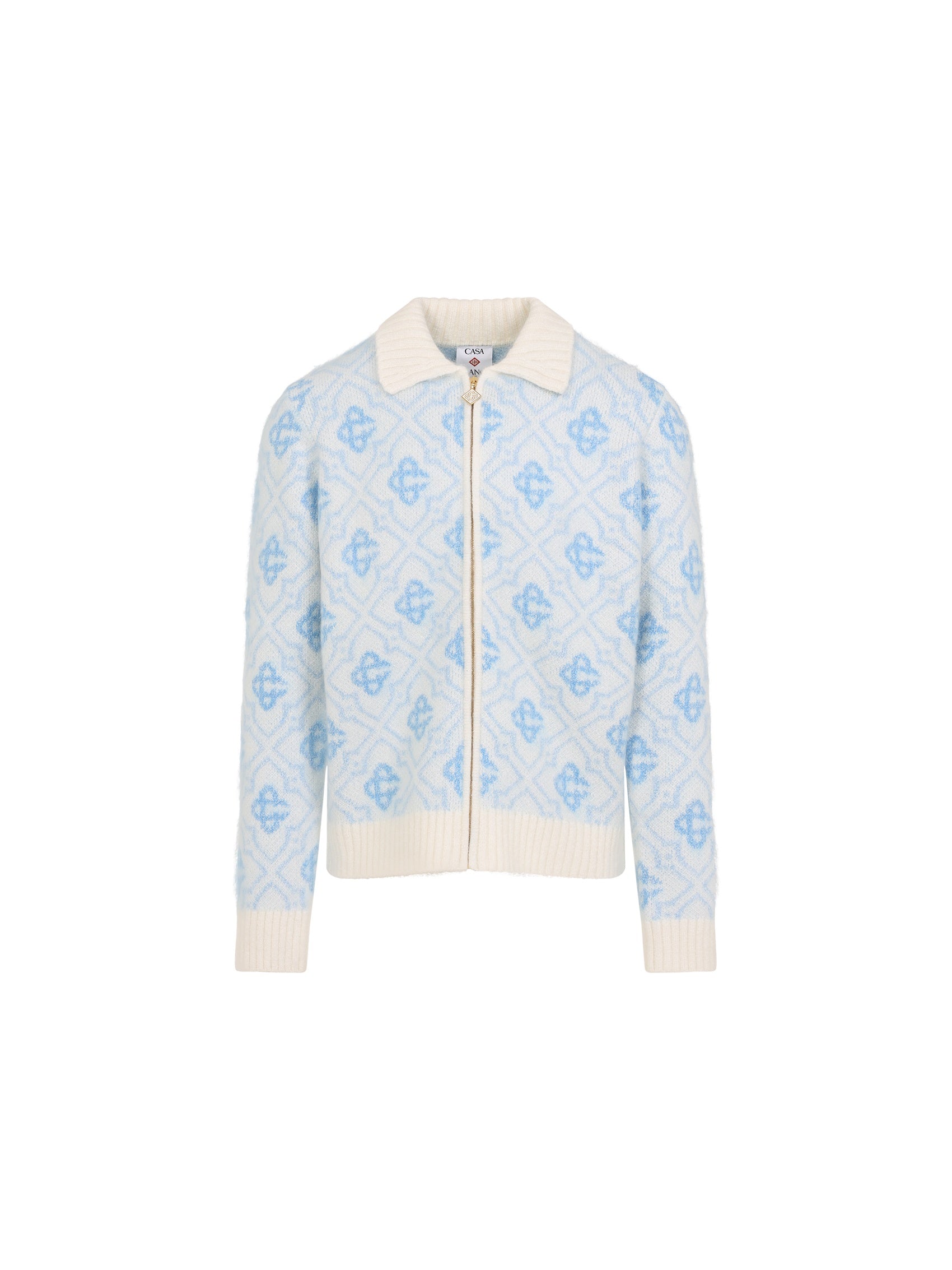 Monogram Zip Up Sweater