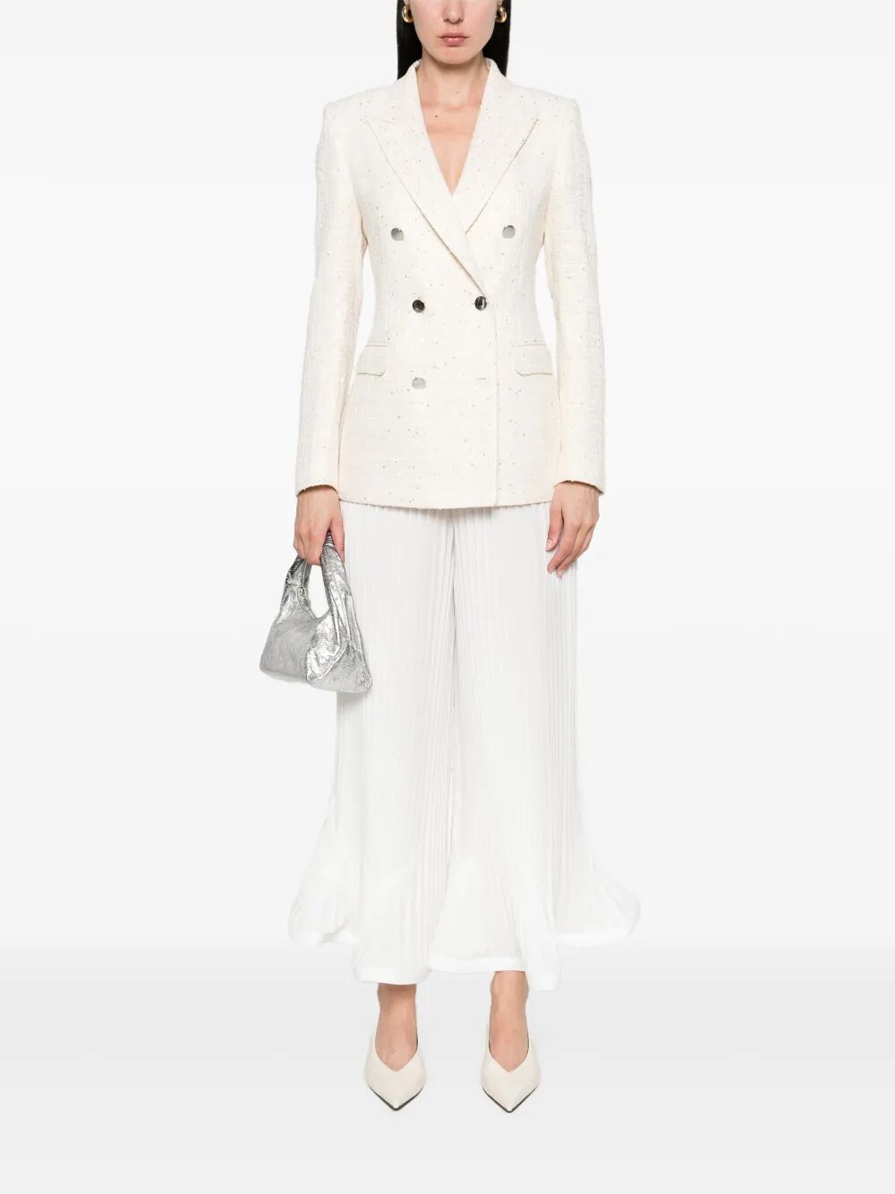 MICRO-PAILLETTES EMBELLISHED PARIGI DOUBLE-BREASTED BLAZER