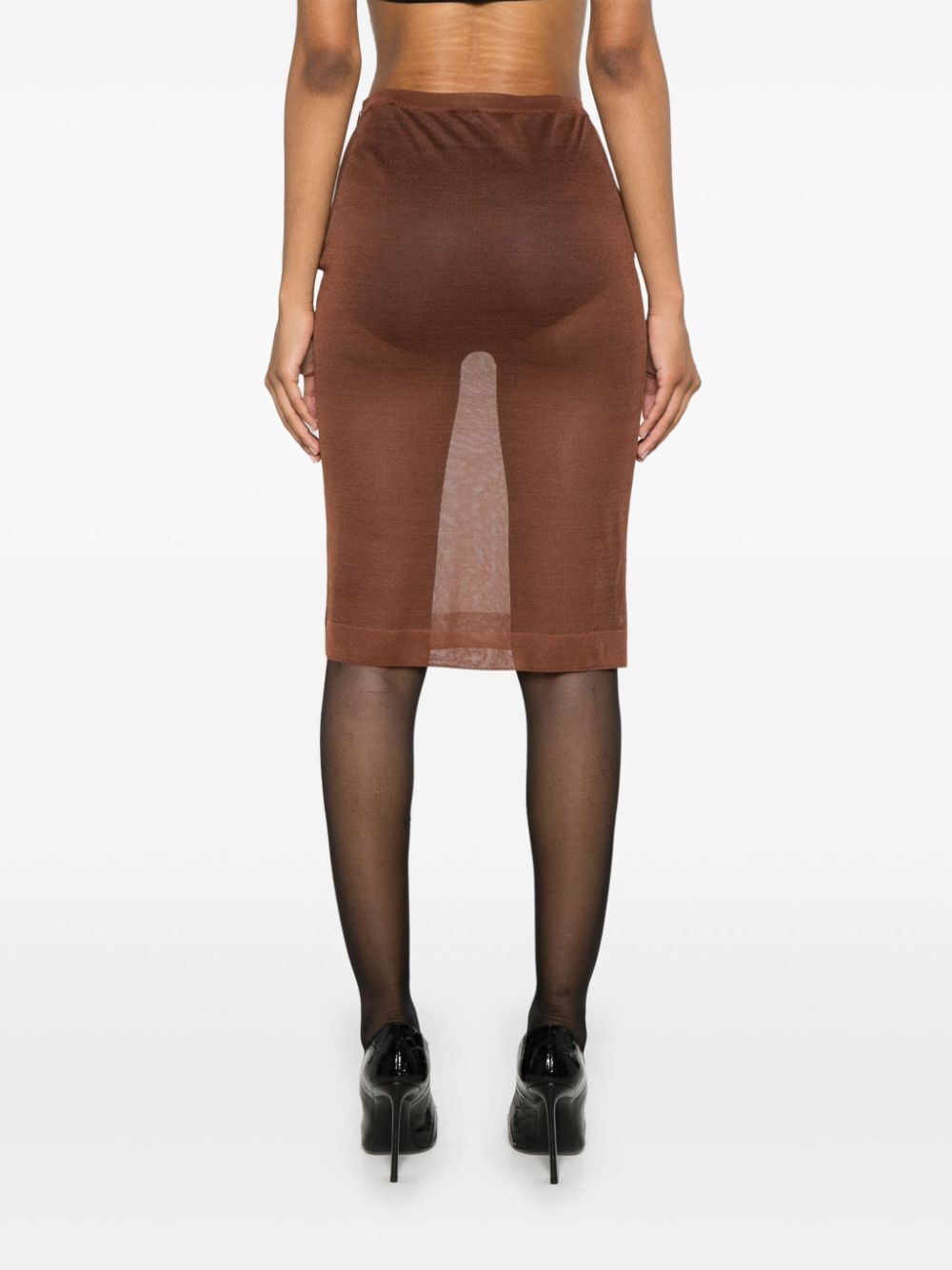 SHEER SILK KNITTED PENCIL SKIRT