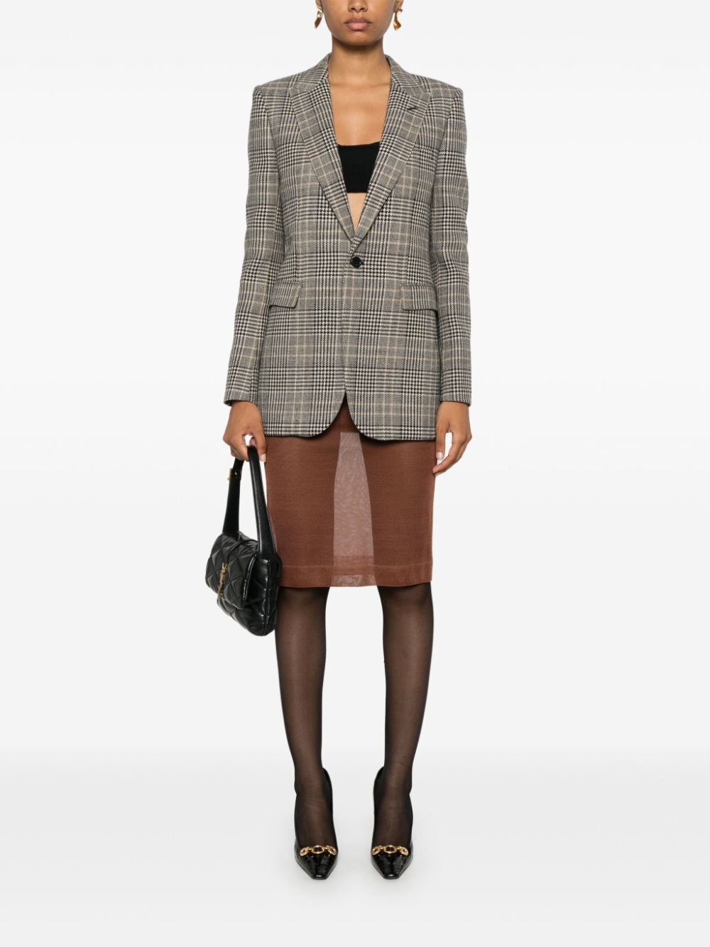 SHEER SILK KNITTED PENCIL SKIRT