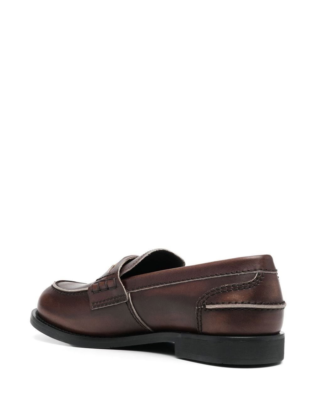 VINTAGE-EFFECT LEATHER PENNY LOAFERS