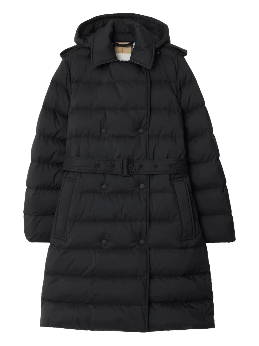 DOUBLE-BREASTED KENT LONG PUFFER COAT WITH BELT