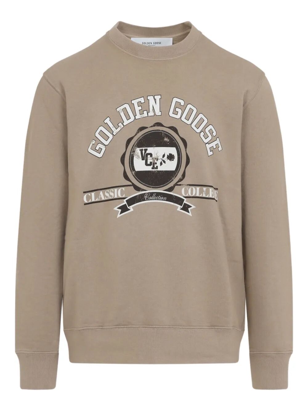 COLLEGE PRINT CREWNECK COTTON SWEATSHIRT