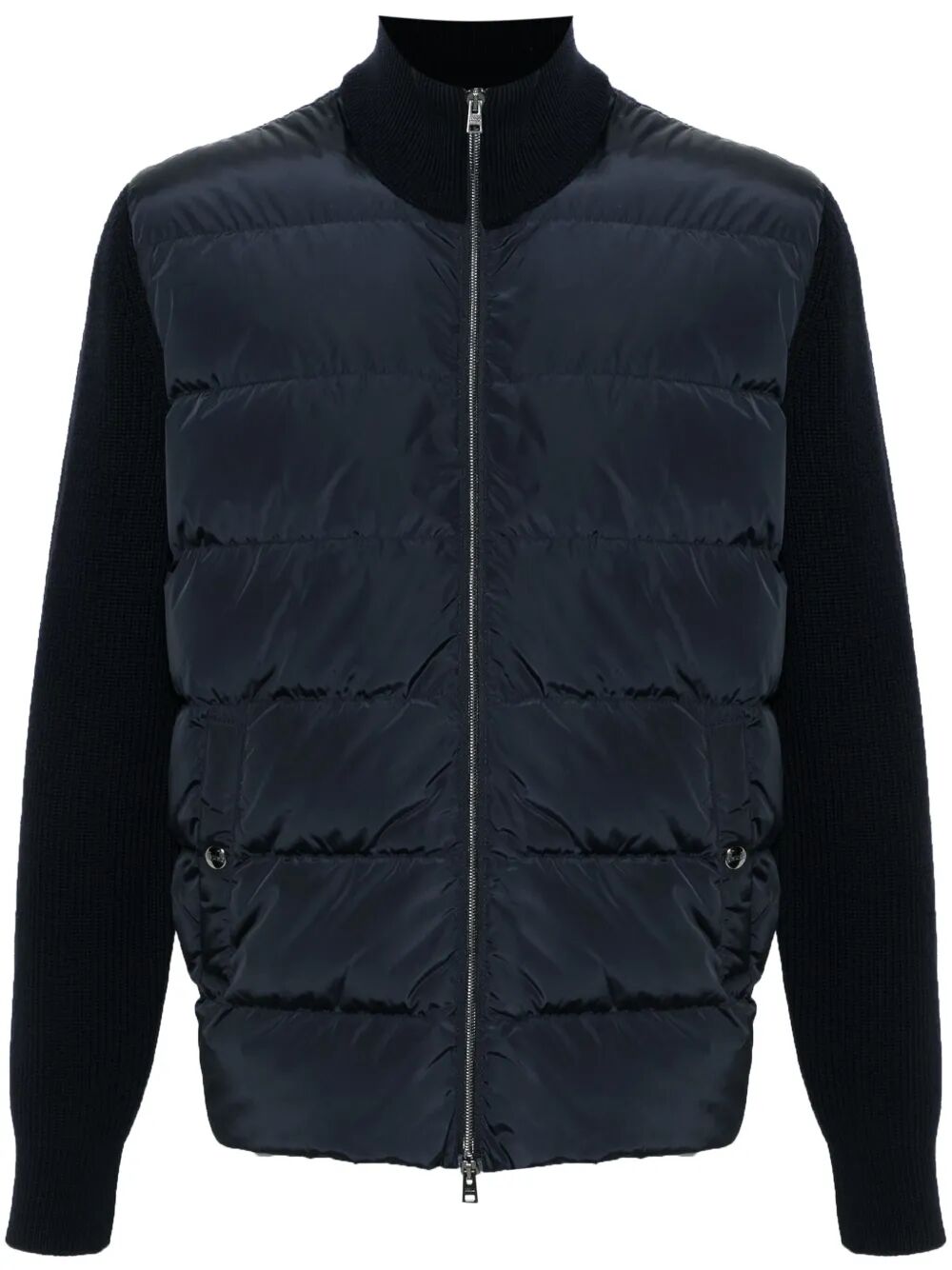 NYLON AND WOOL PADDED CARDIGAN