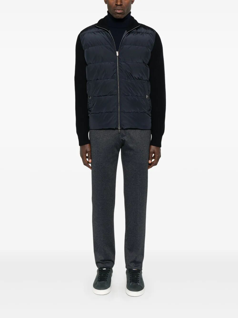 NYLON AND WOOL PADDED CARDIGAN