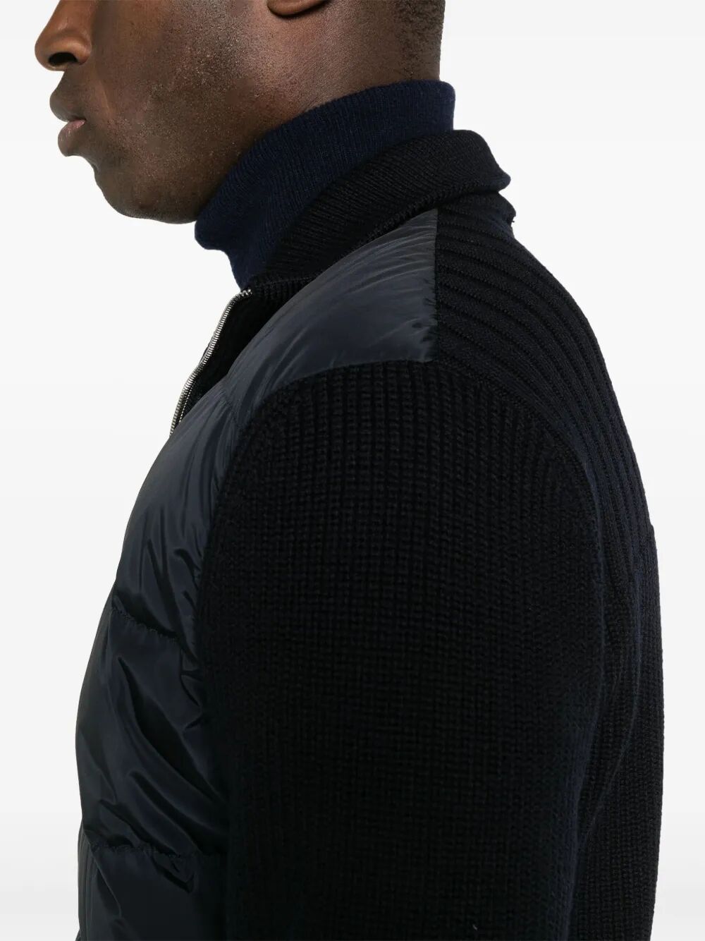 NYLON AND WOOL PADDED CARDIGAN