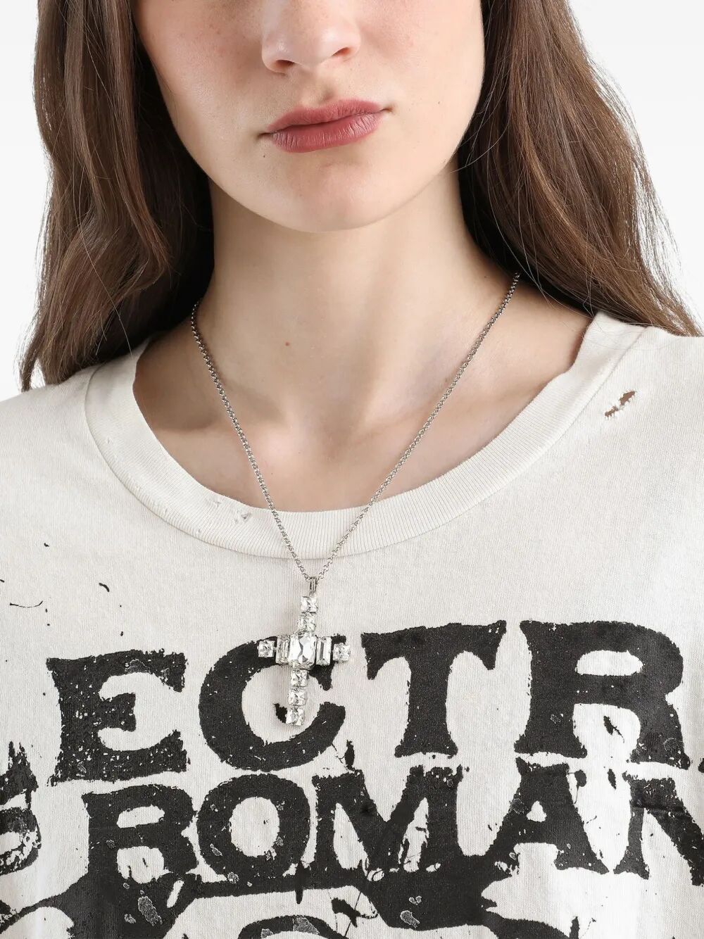CROSS NECKLACE WITH RHINESTONES