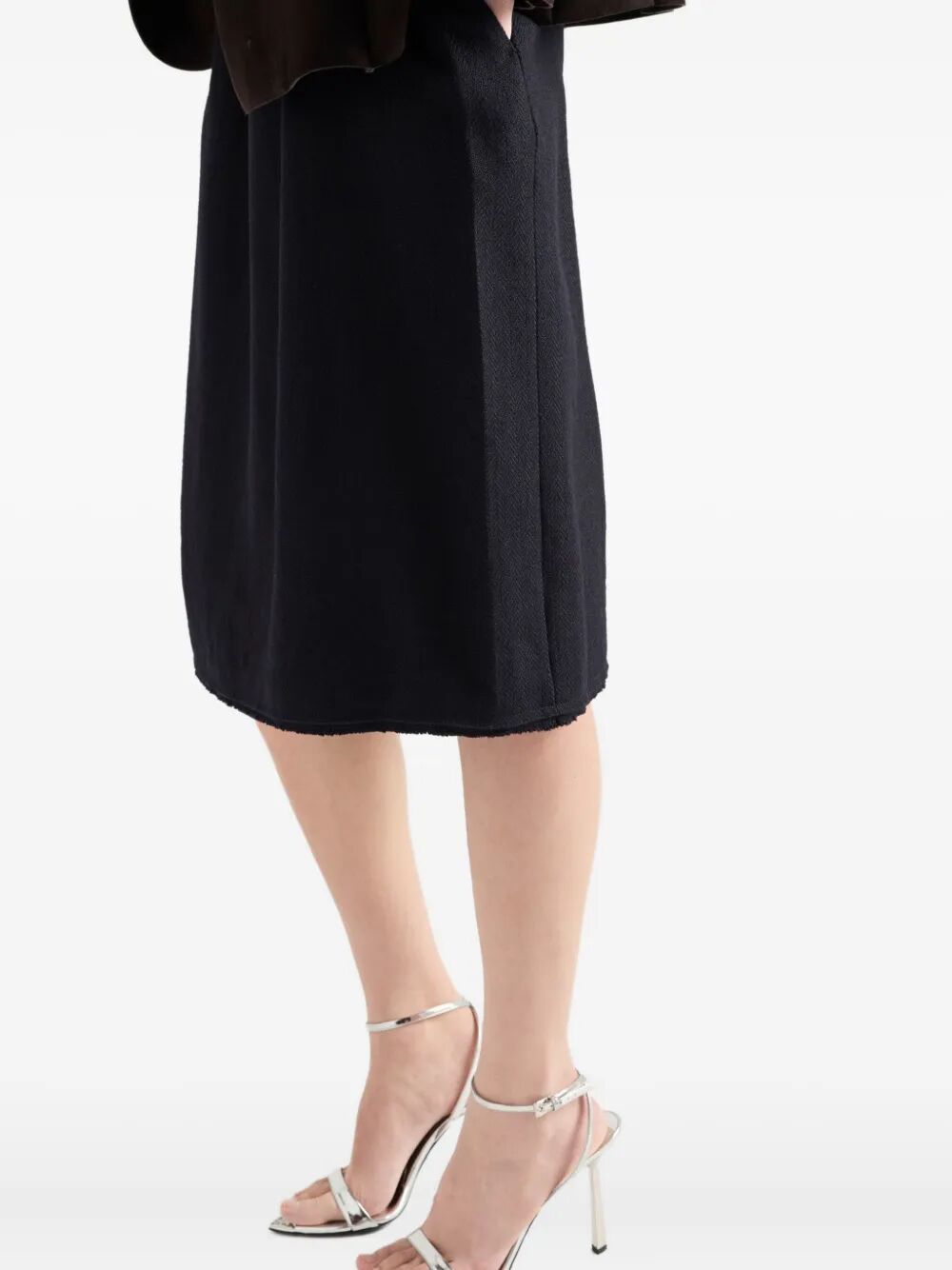 CHEVRON WOOL MIDI SKIRT