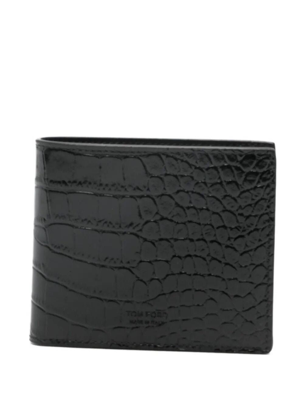 CROCODILE PRINT LEATHER BI-FOLD WALLET